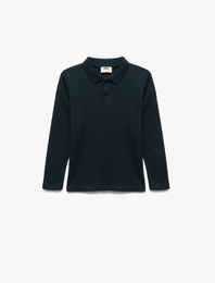 Uzun Kollu Pamuklu Basic Polo Yaka Tişört