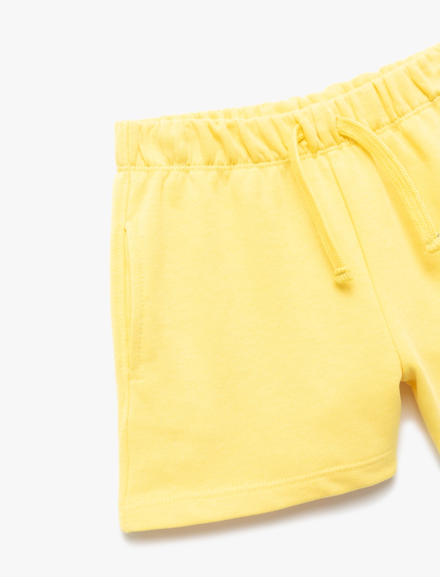  Kız Bebek Cep Detaylı Beli Bağcıklı Basic Şort