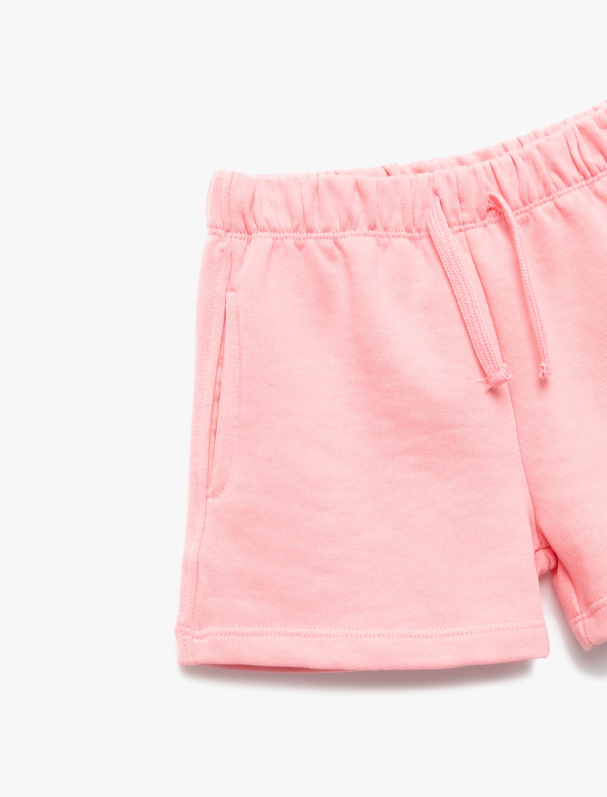  Kız Bebek Cep Detaylı Beli Bağcıklı Basic Şort