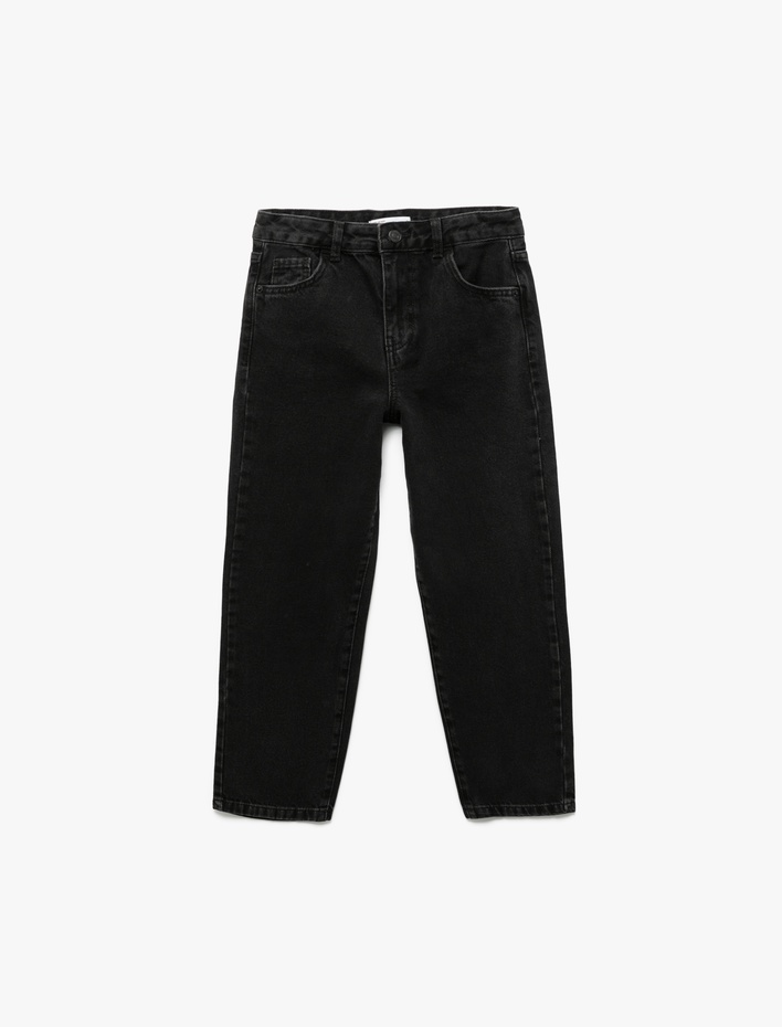 Erkek Çocuk Cep Detaylı Rahat Kesim Pamuklu Denim Pantolon