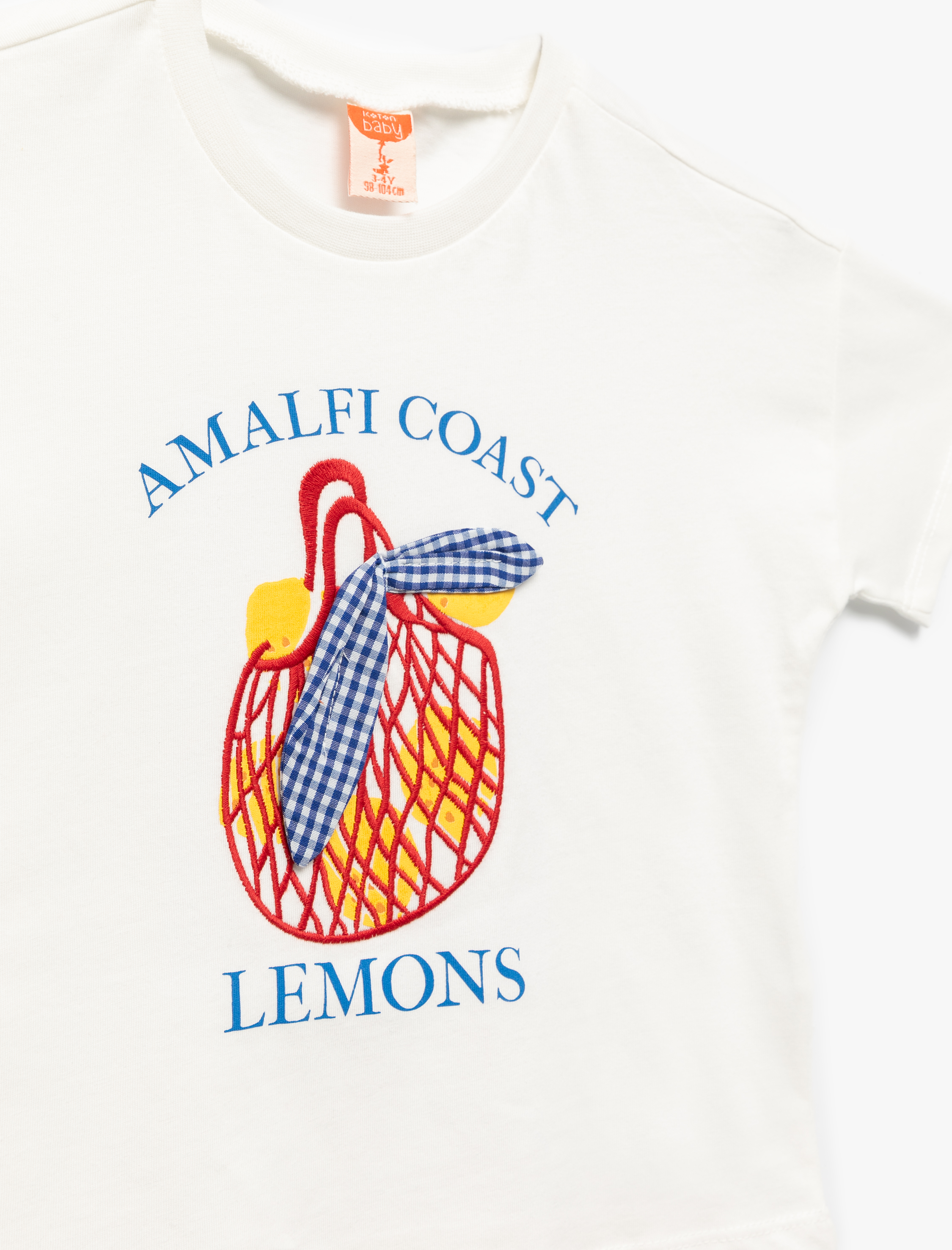  Kız Bebek Bisiklet Yaka Kısa Kollu Pamuklu Baskılı Tişört