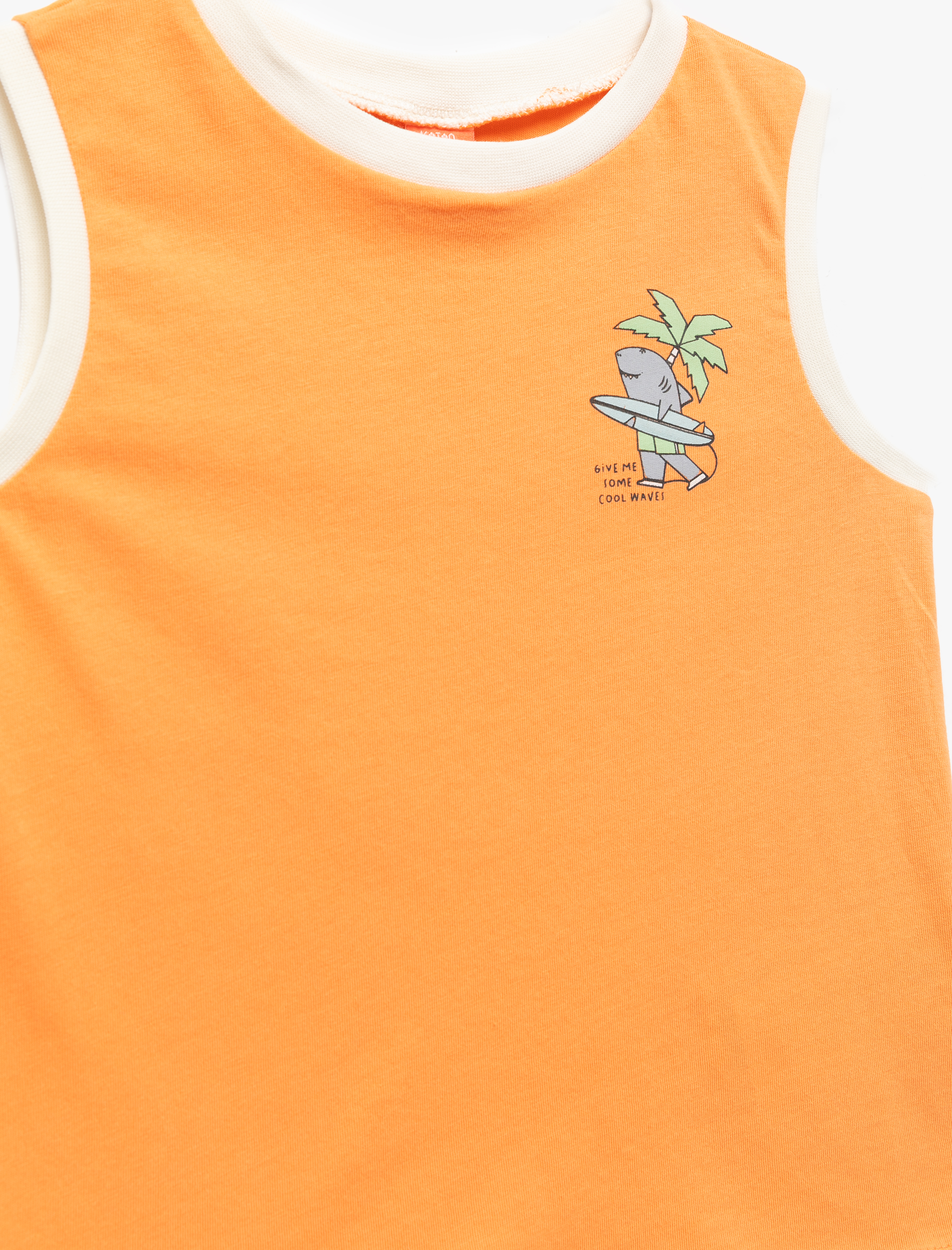 Erkek Bebek Kolsuz Baskı Detaylı Bisiklet Yaka Pamuklu Atlet