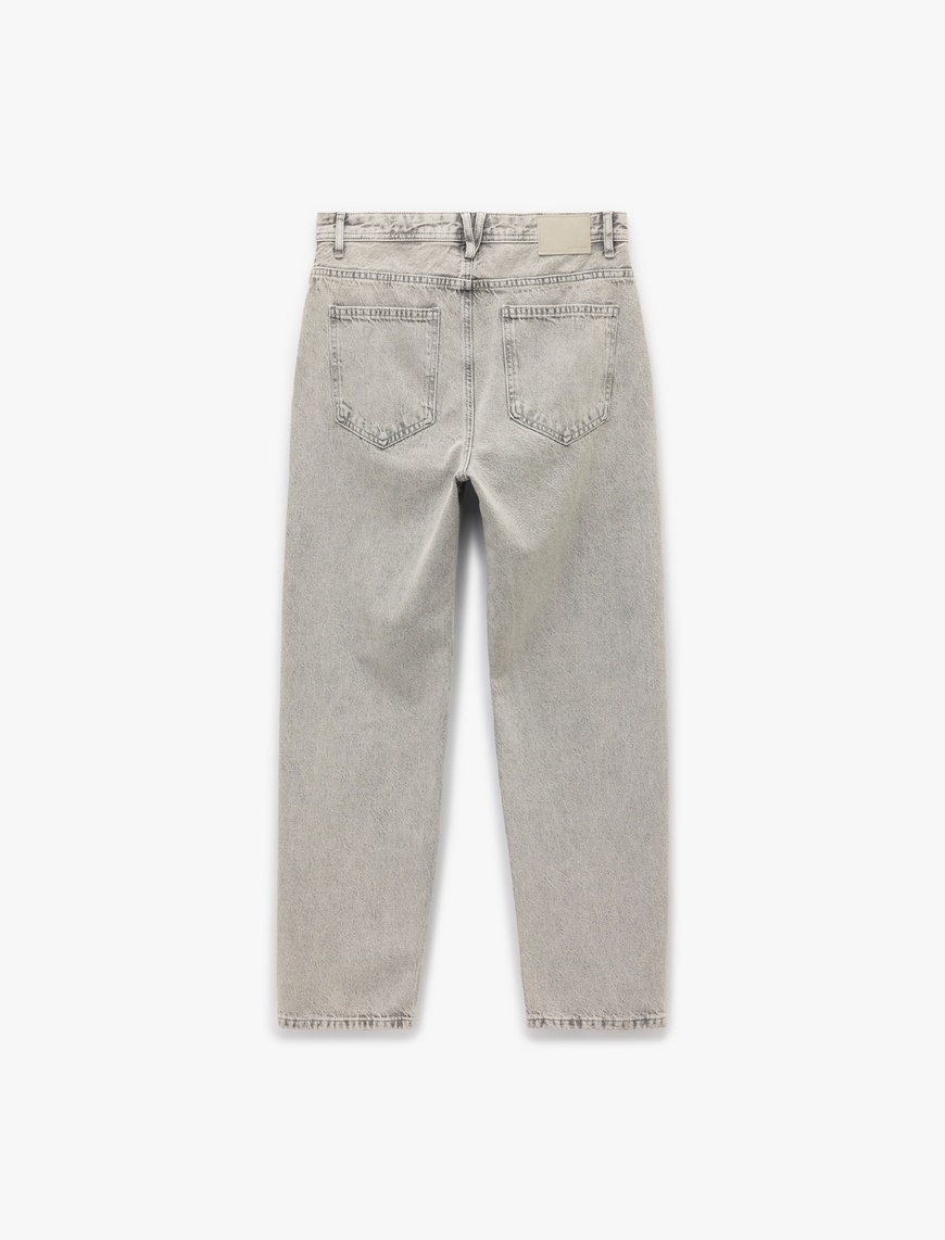   Normal Bel Pamuklu Vintage Straight Fit Jean Pantolon