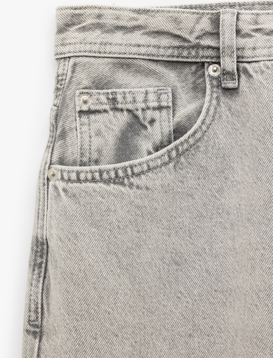   Normal Bel Pamuklu Vintage Straight Fit Jean Pantolon