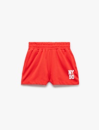 Beli Lastikli Baskılı Cepli Rahat Kalıp Mini Spor Şort
