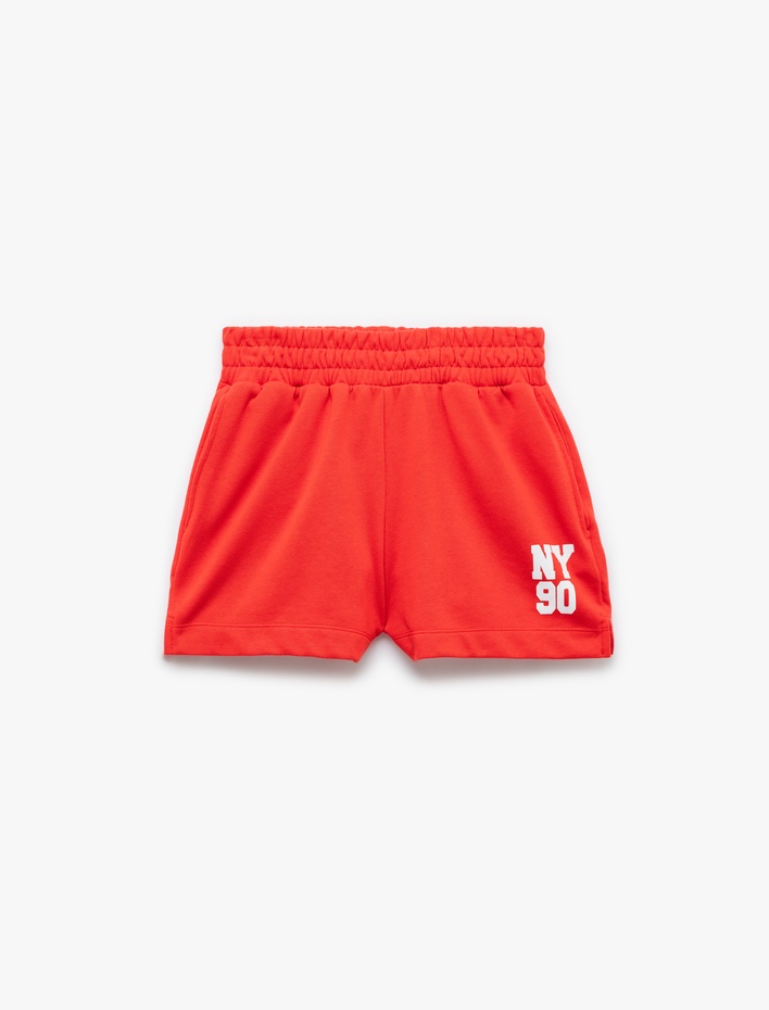  Beli Lastikli Baskılı Cepli Rahat Kalıp Mini Spor Şort
