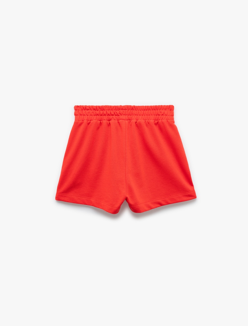   Beli Lastikli Baskılı Cepli Rahat Kalıp Mini Spor Şort