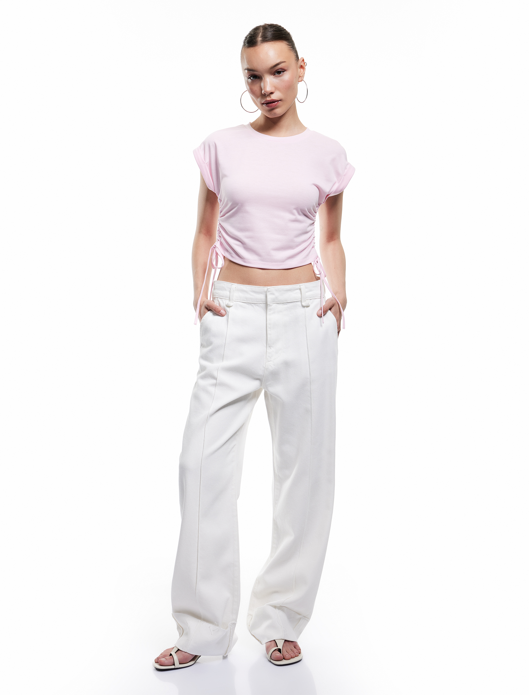   Kolsuz Bisiklet Yaka Büzgülü Crop Atlet