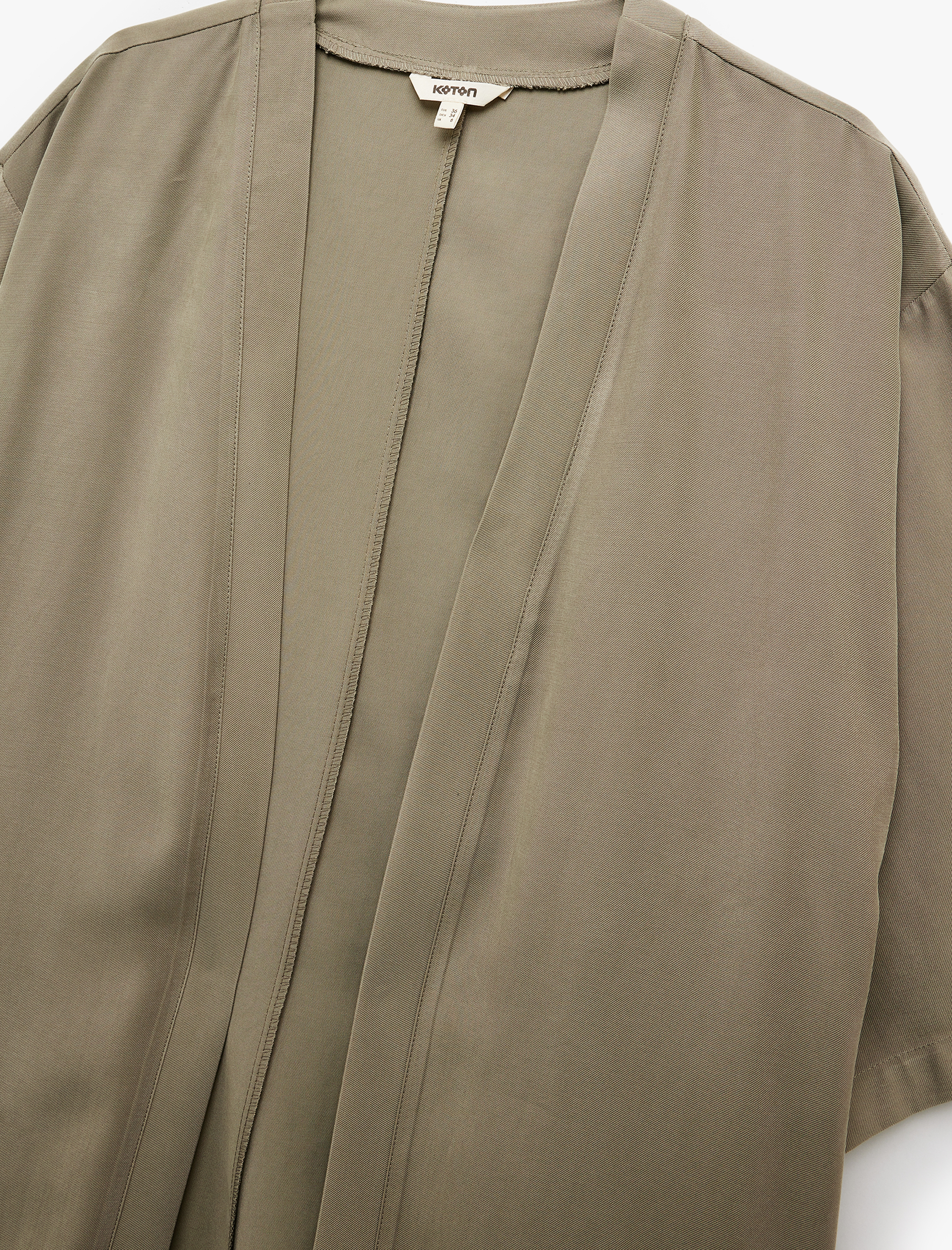   Gizli Cepli Viskon 3/4 Kol Oversize Kimono