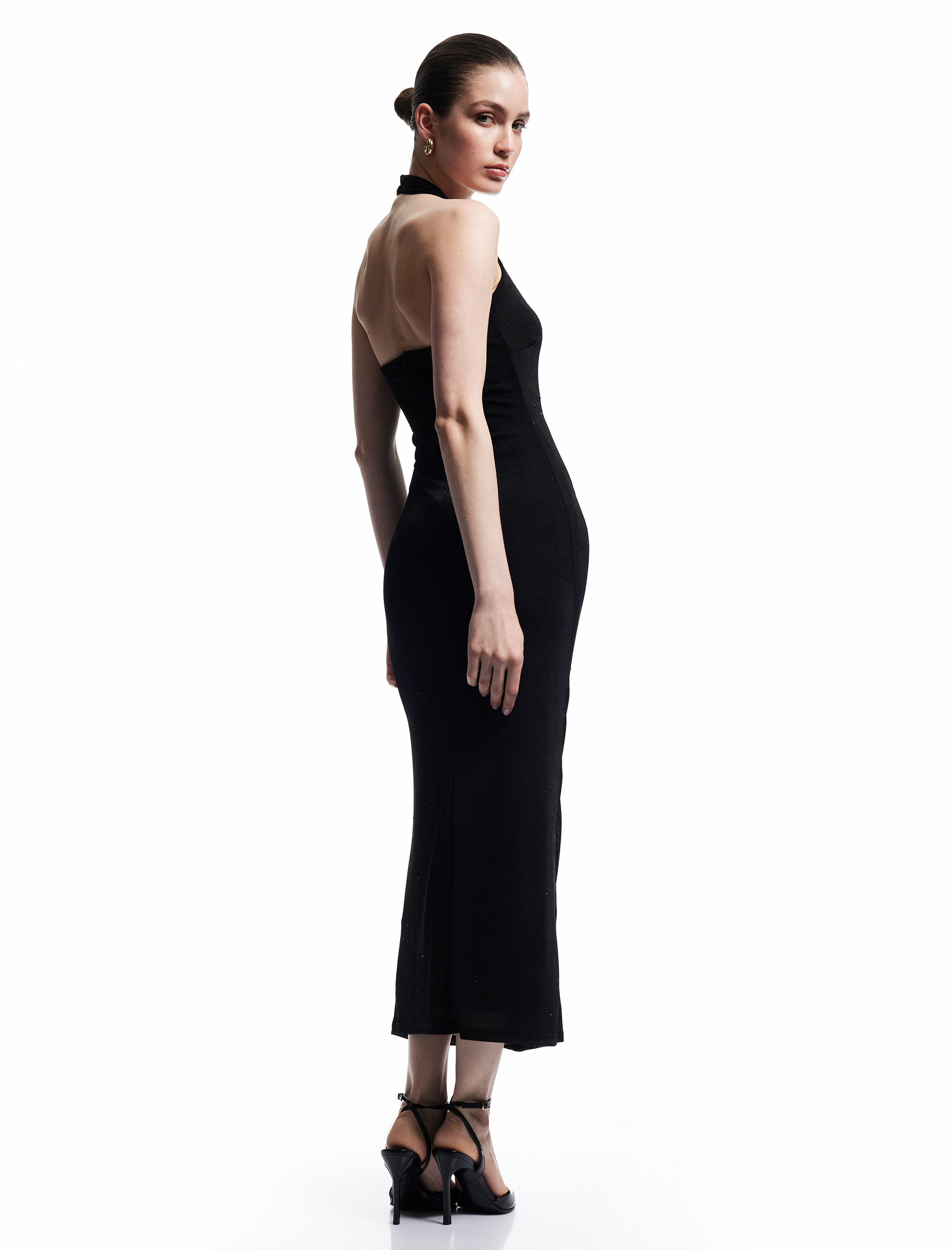 Koton X Sibil Çetinkaya - Kolsuz Simli Dar Kesim Metal Aksesuarlı Uzun Abiye Elbise