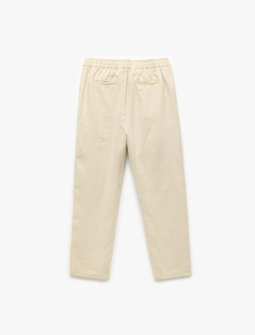   Straight Fit Cep Detaylı Keten Chino Pantolon