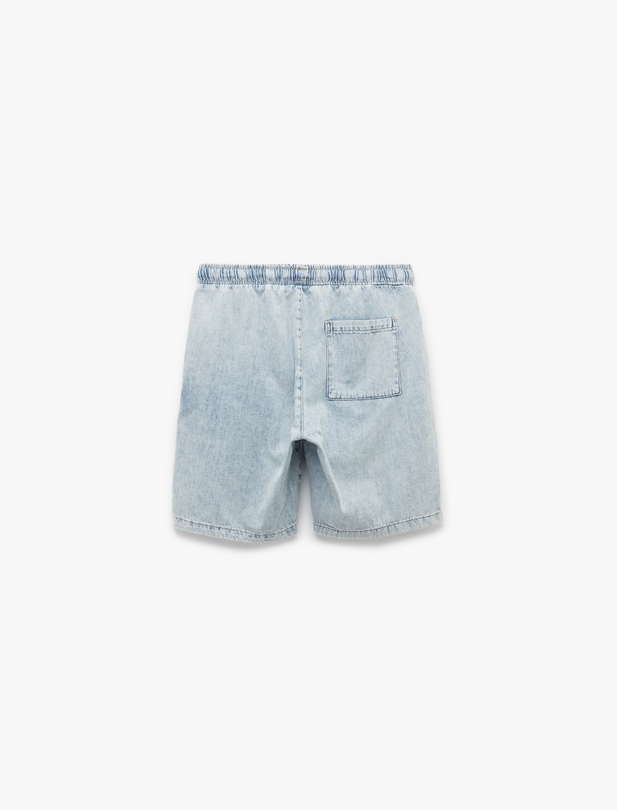   Beli Bağcıklı Cep Detaylı Bermuda Oversize Jean Şort