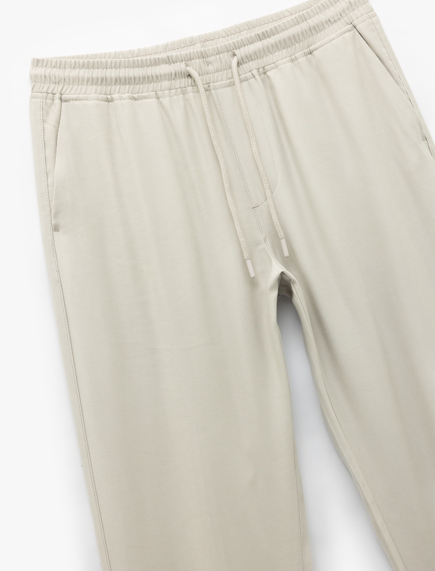   Viskon Cep Detaylı Rayon Tapered Beli Bağcıklı Eşofman Pantolon