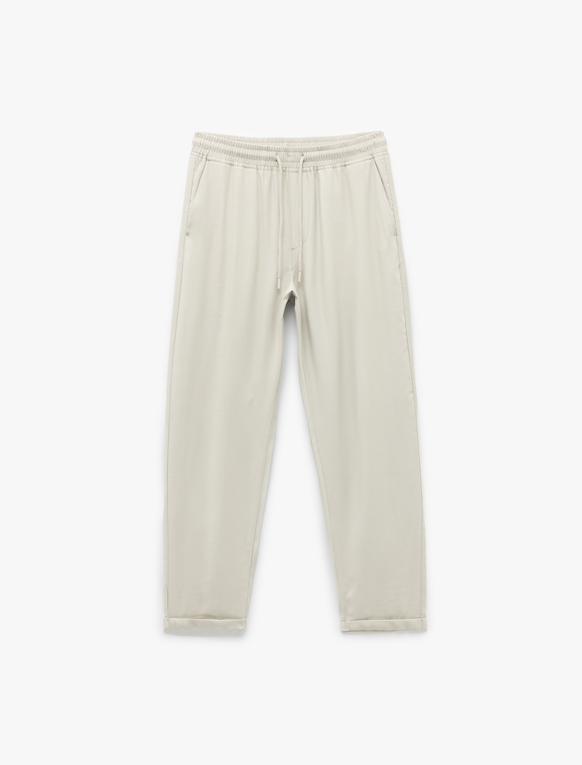   Viskon Cep Detaylı Rayon Tapered Beli Bağcıklı Pantolon