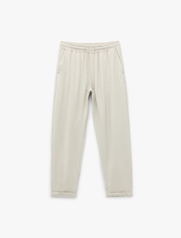 Viskon Cep Detaylı Rayon Tapered Beli Bağcıklı Yazlık Pantolon_2