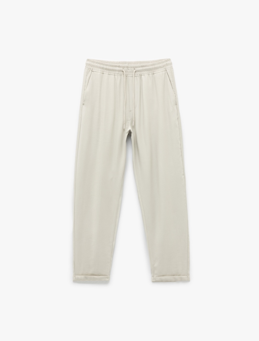   Viskon Cep Detaylı Rayon Tapered Beli Bağcıklı Eşofman Pantolon