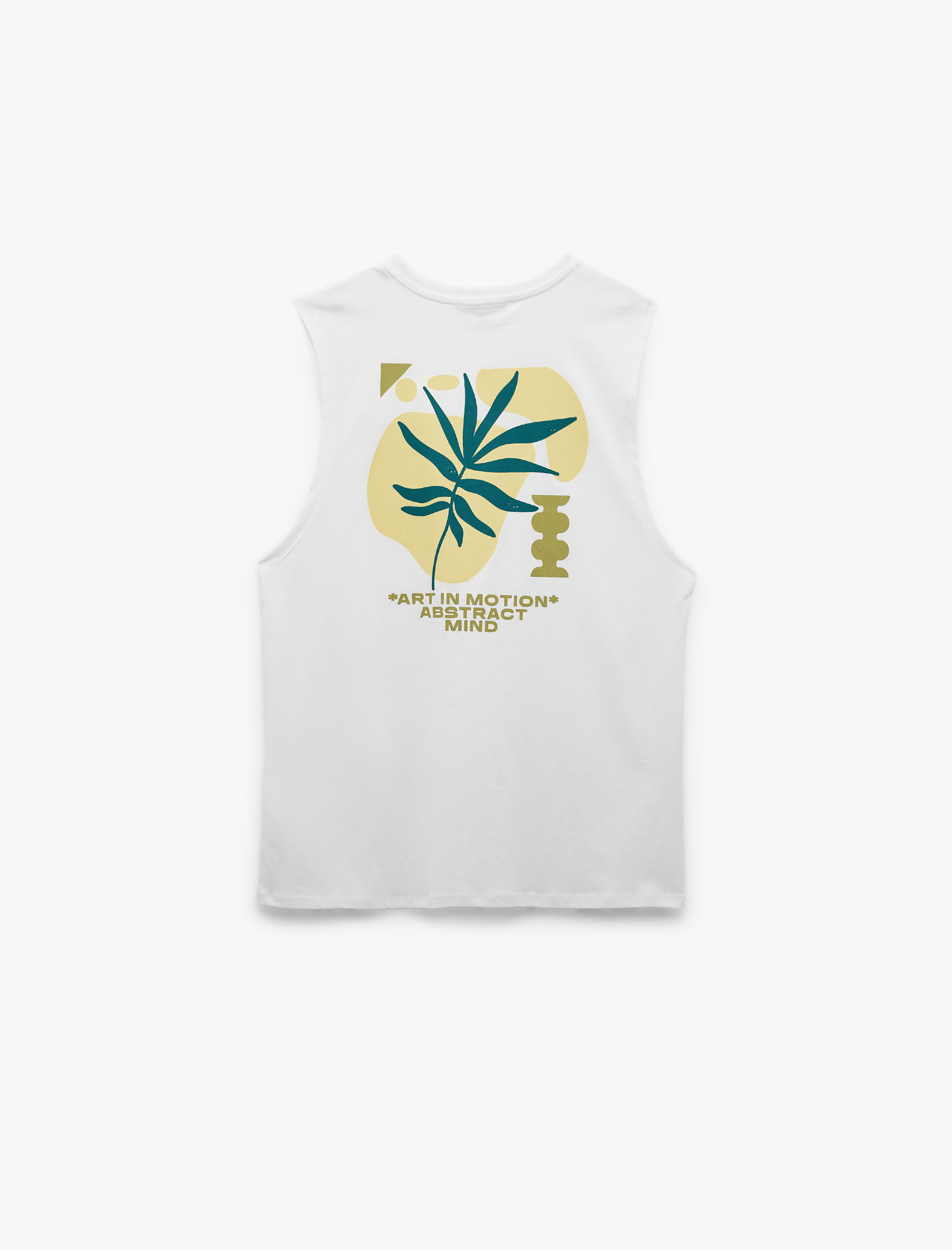   Bisiklet Yaka Pamuklu Arkası Baskılı Kolsuz Tişört