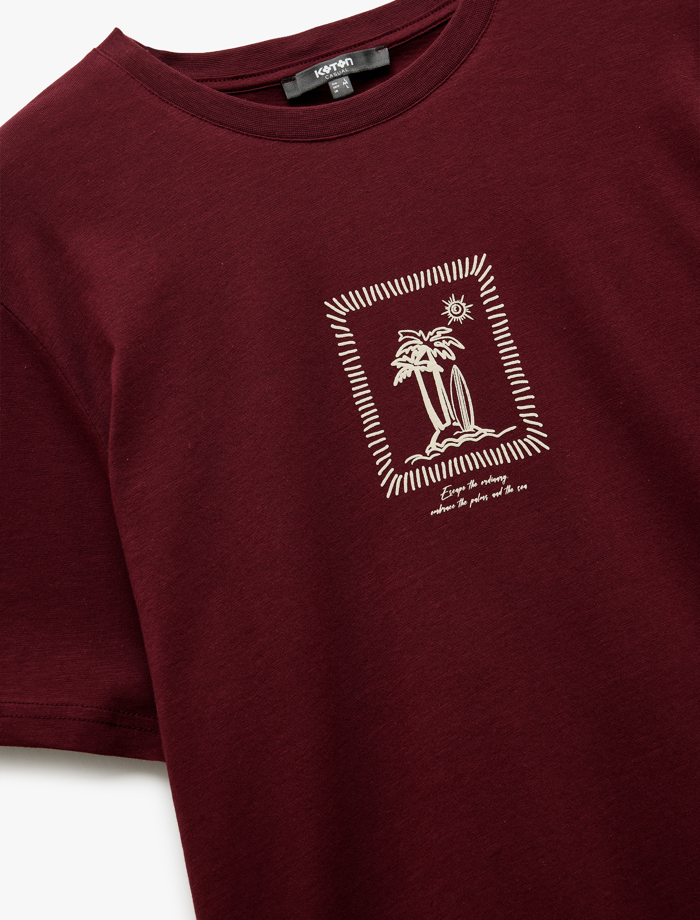   Kısa Kollu Regular Fit Pamuklu Bisiklet Yaka Baskılı Tişört