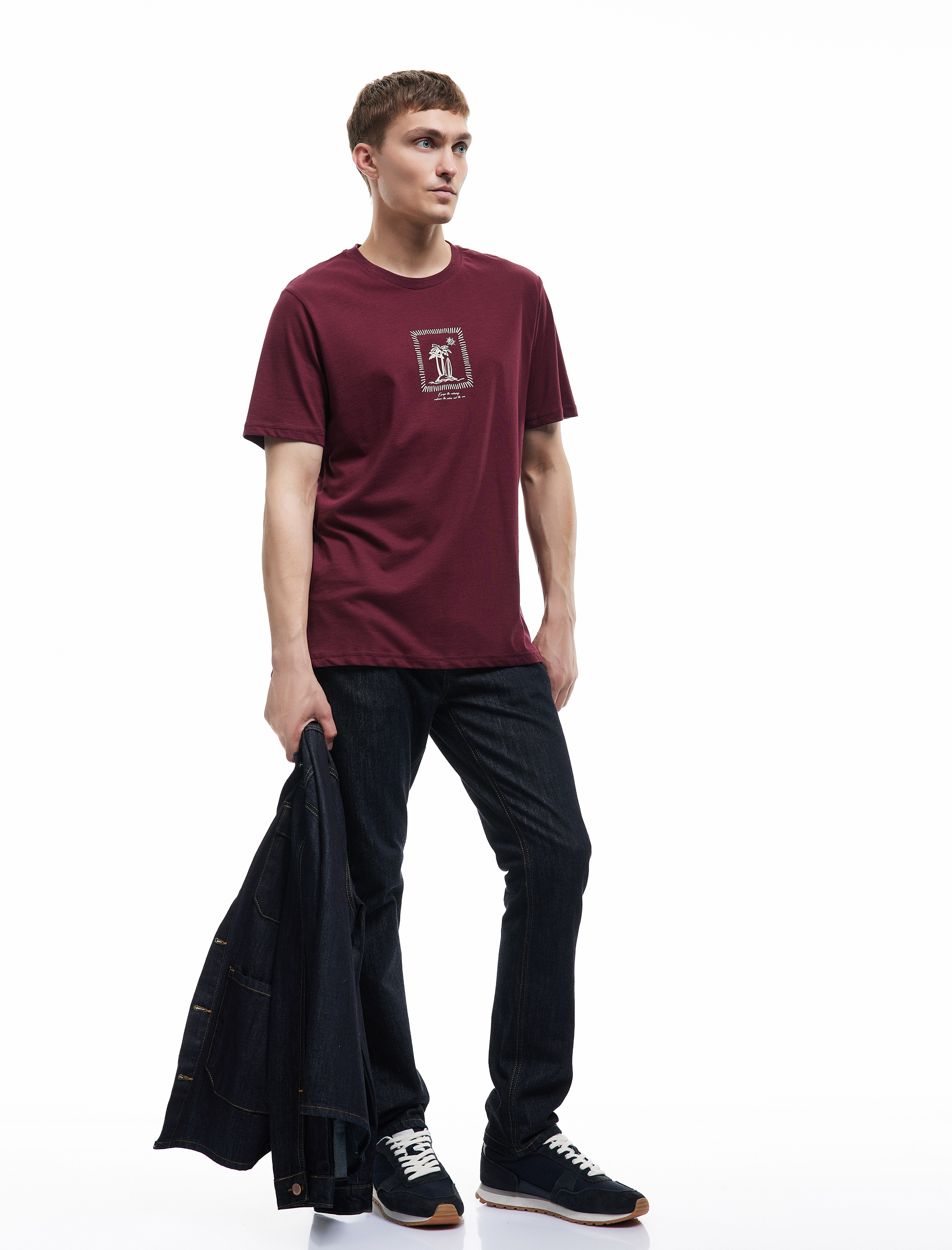   Kısa Kollu Regular Fit Pamuklu Bisiklet Yaka Baskılı Tişört