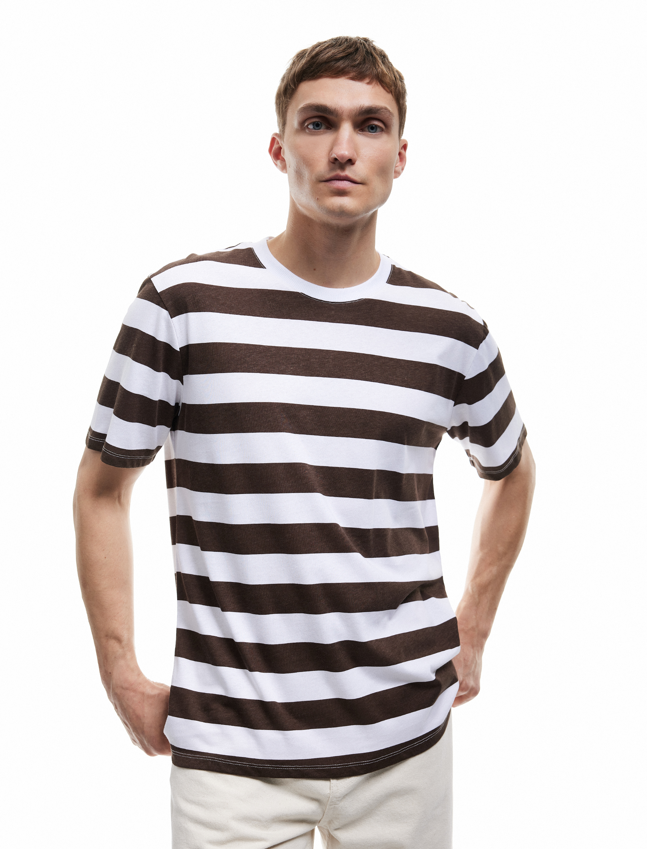   Bisiklet Yaka Pamuklu Regular Fit Kısa Kollu Çizgili Tişört