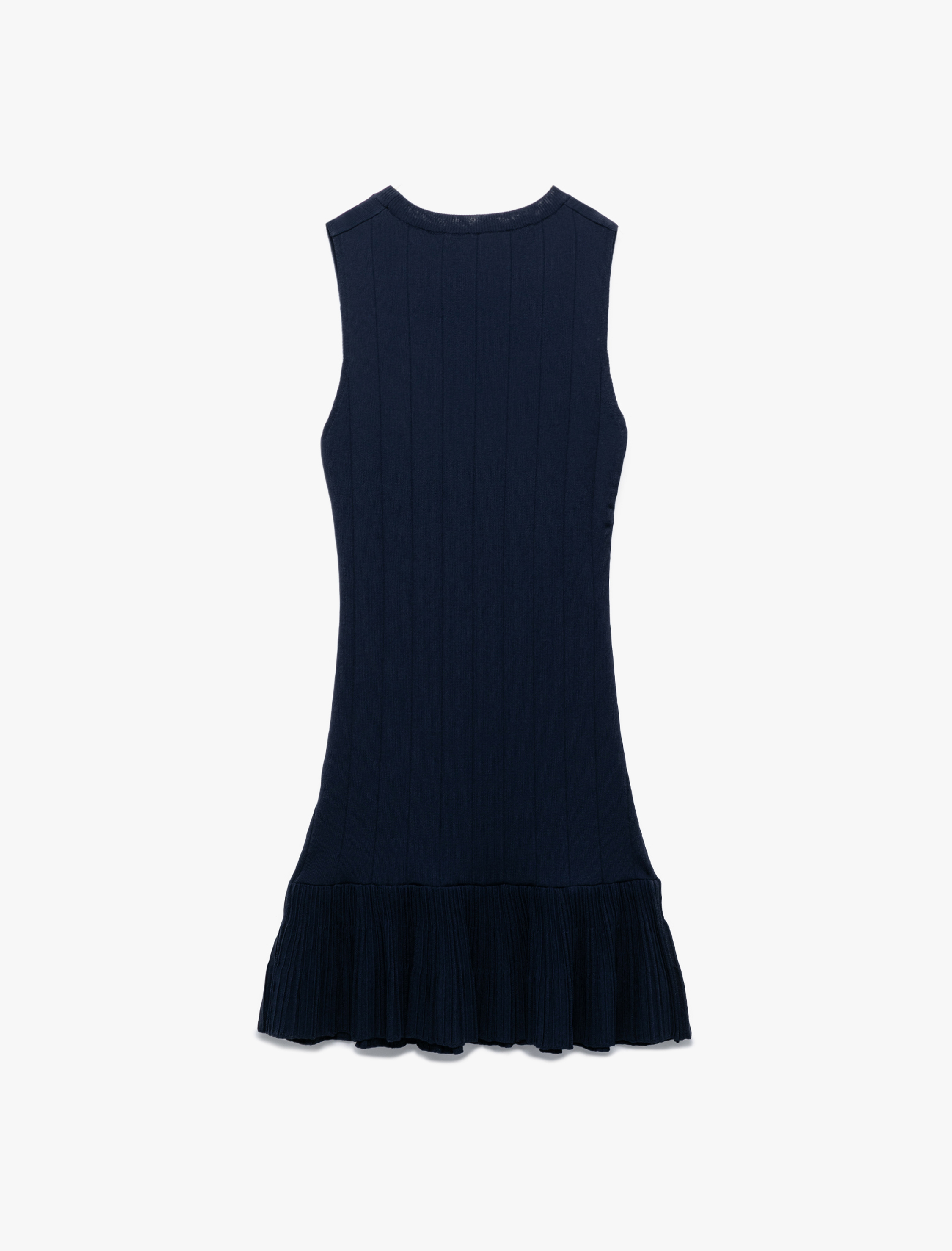   Koton X Melis Ağazat - Etek Ucu Fırfırlı Mini Boy Kolsuz Bisiklet Yaka Triko Elbise