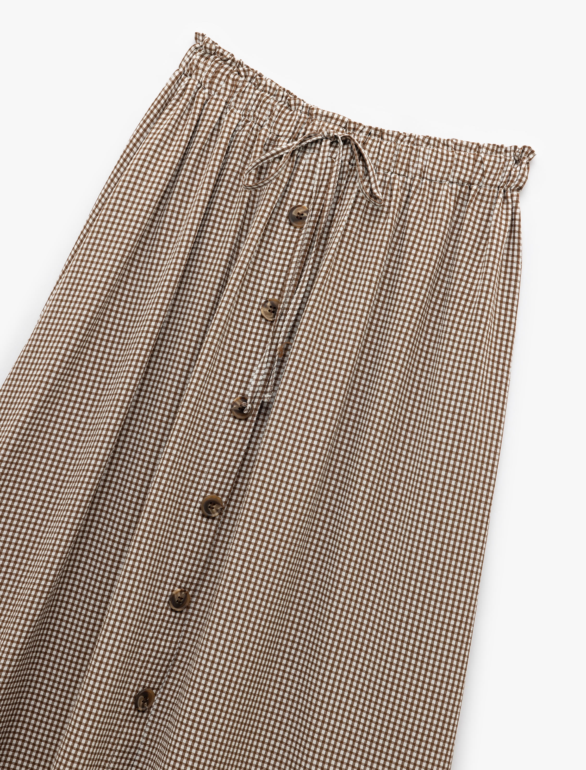   Koton X Melis Ağazat - Viskon Beli Lastikli Bağlamalı Düğmeli Pötikareli Midi Etek