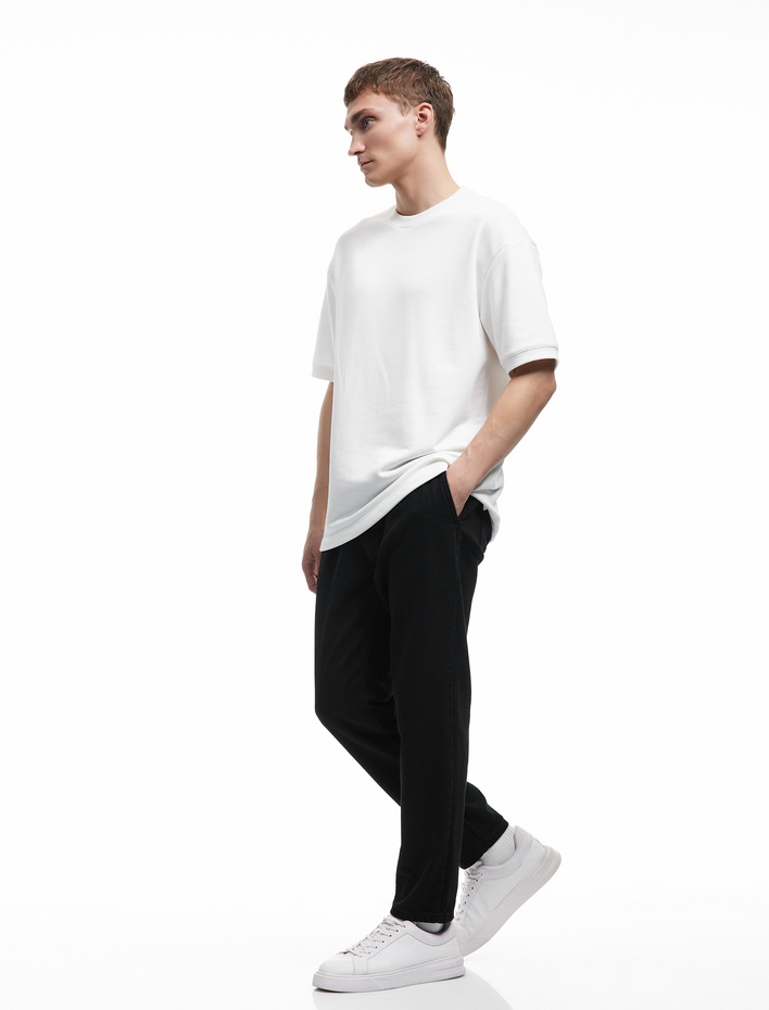  Pamuklu Regular Fit Beli Bağcıklı Jean Pantolon