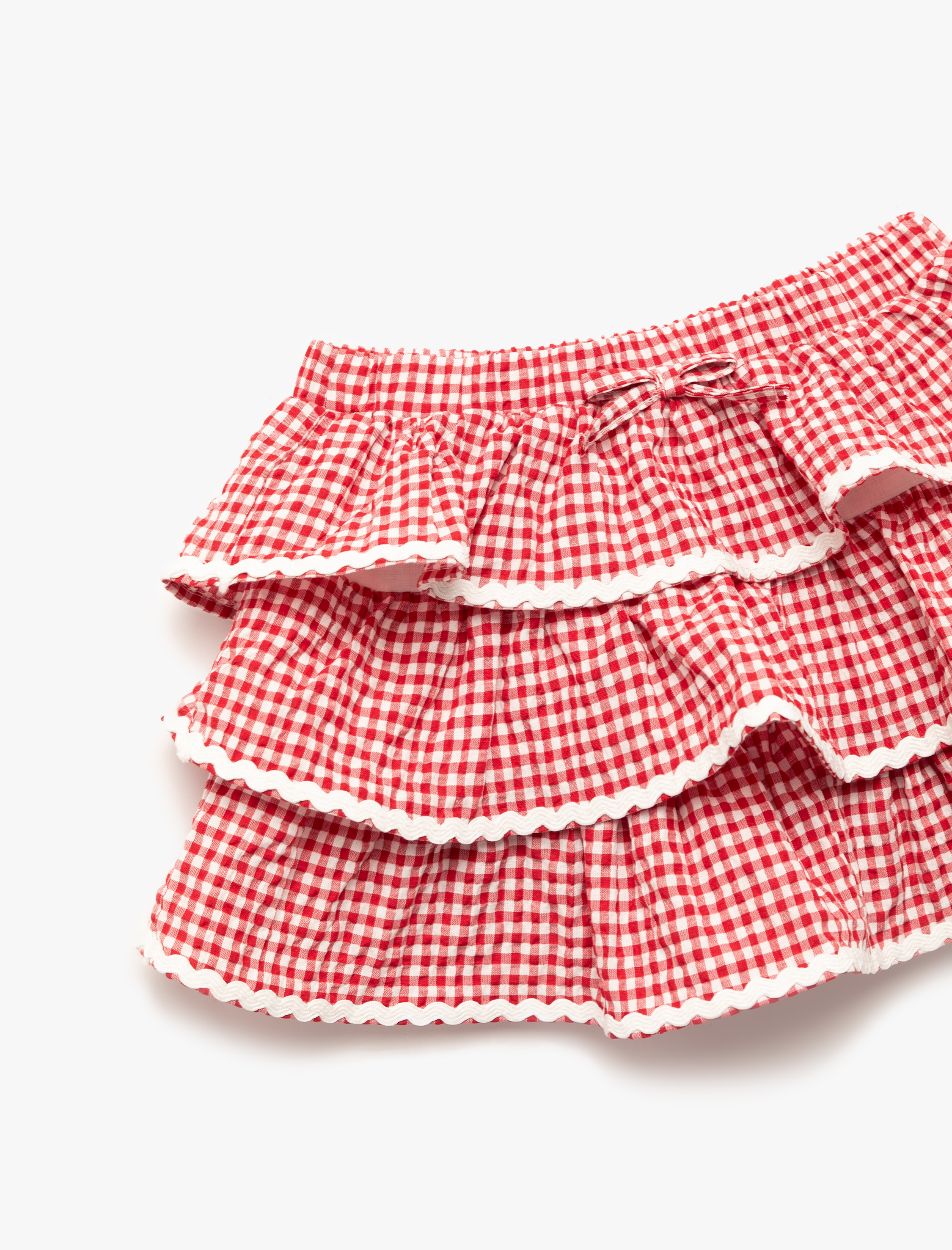  Kız Bebek Katlı  Fırfırlı Beli Lastikli Pötikareli Mini Etek