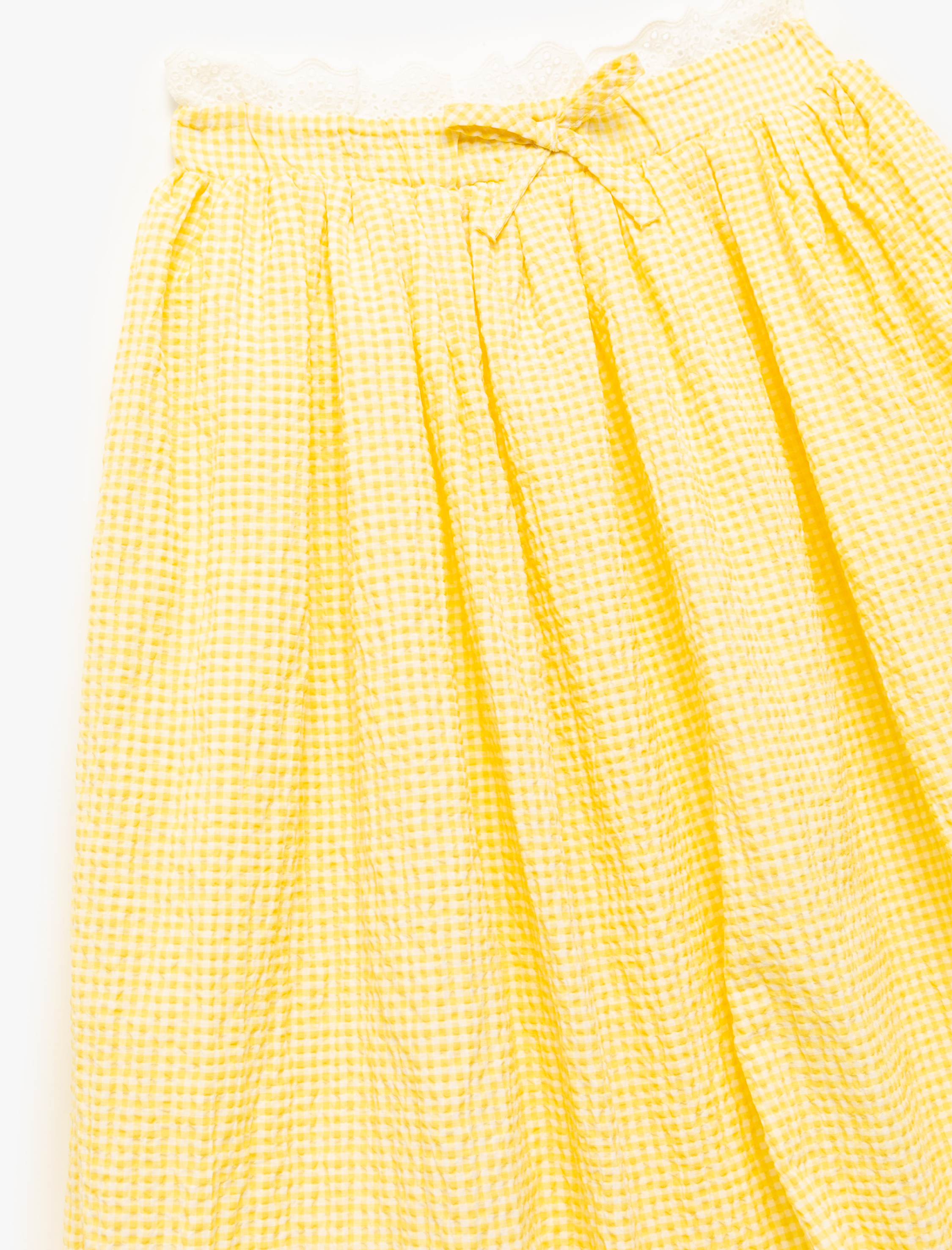  Kız Çocuk Pileli Kurdele Detaylı Pamuk Astarlı Midi Balon Etek