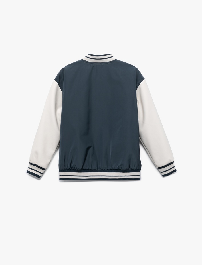 Erkek Çocuk Çıtçıt Kapamalı Cepli Aplike Detaylı Kolej Ceket