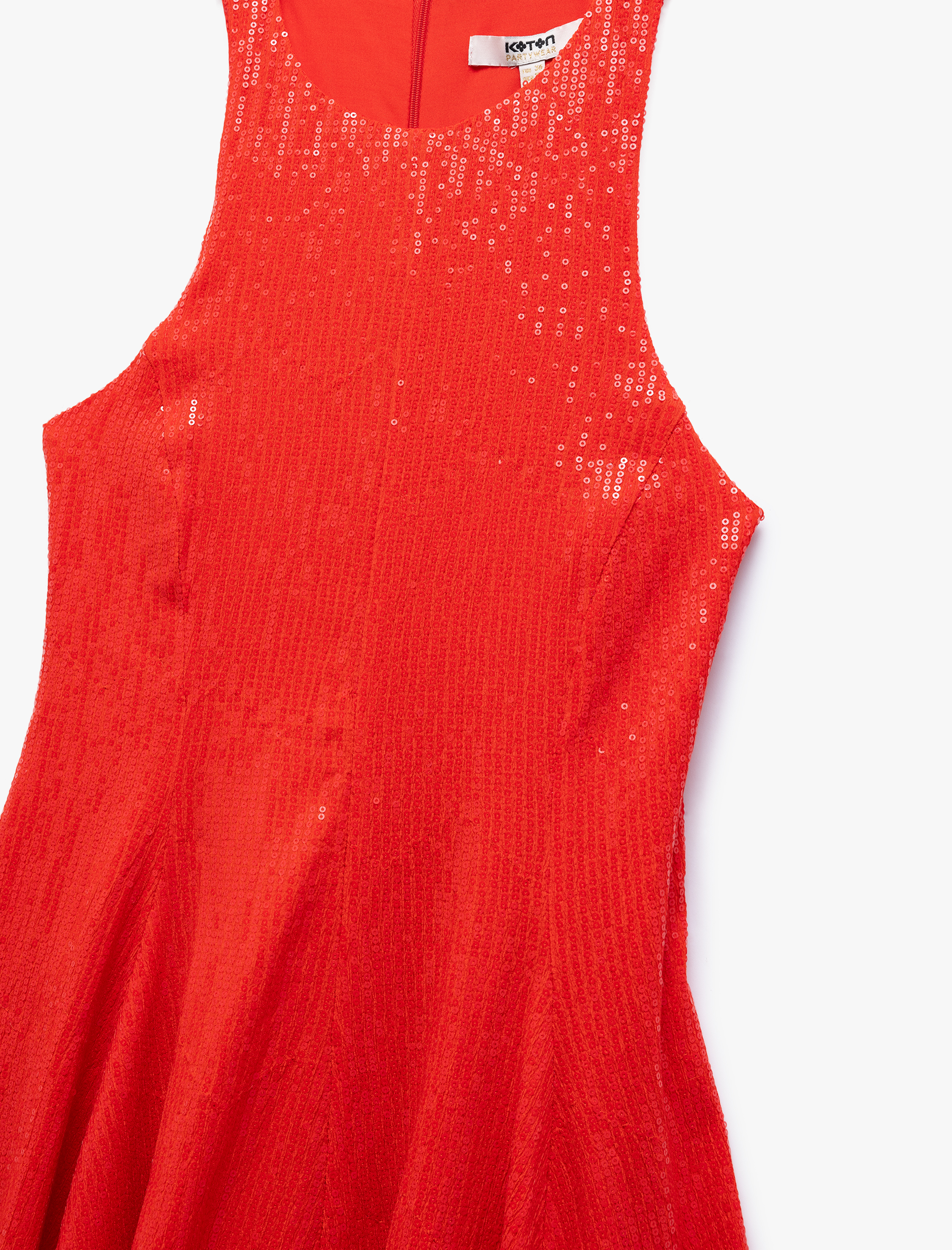   Slim Fit Astarlı Kolsuz Pullu Payetli Halter Yaka Mini Elbise