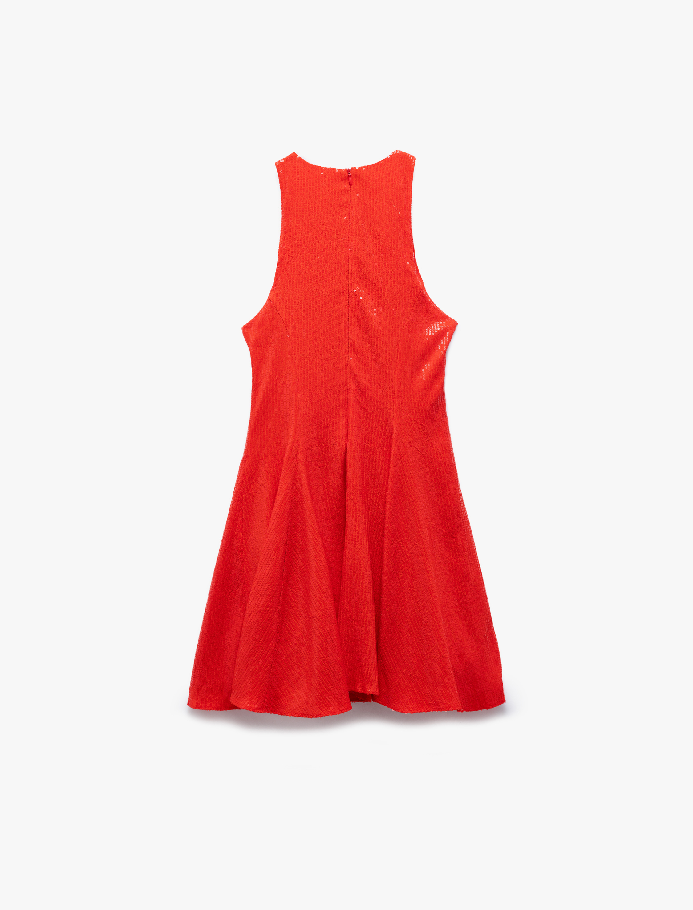   Slim Fit Astarlı Kolsuz Pullu Payetli Halter Yaka Mini Elbise