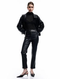 Normal Bel Slim Fit Cepli Suni Deri Pantolon