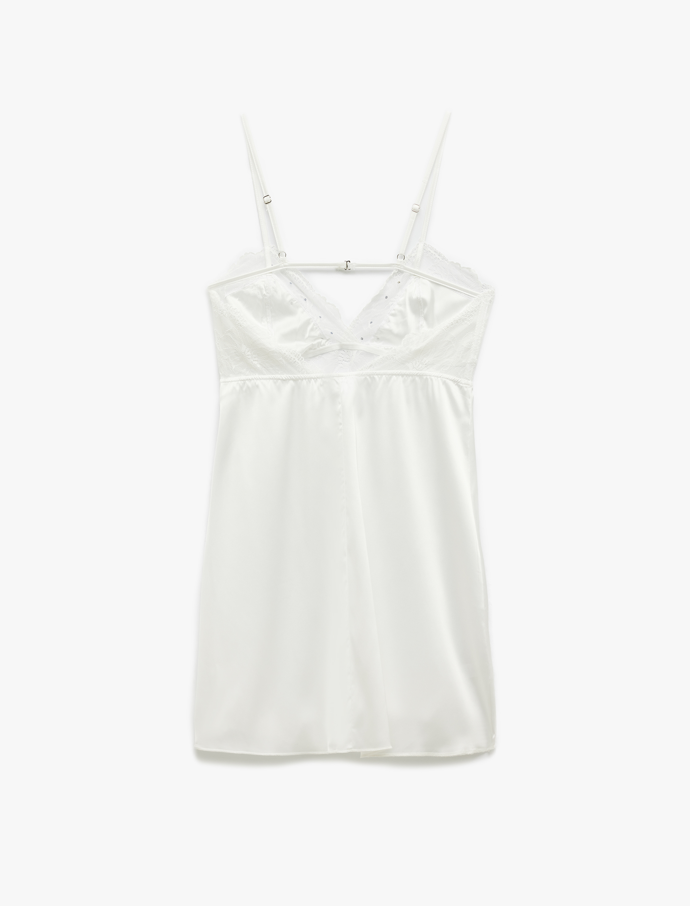   Askılı V Yaka Taşlı Bridal Saten Gecelik