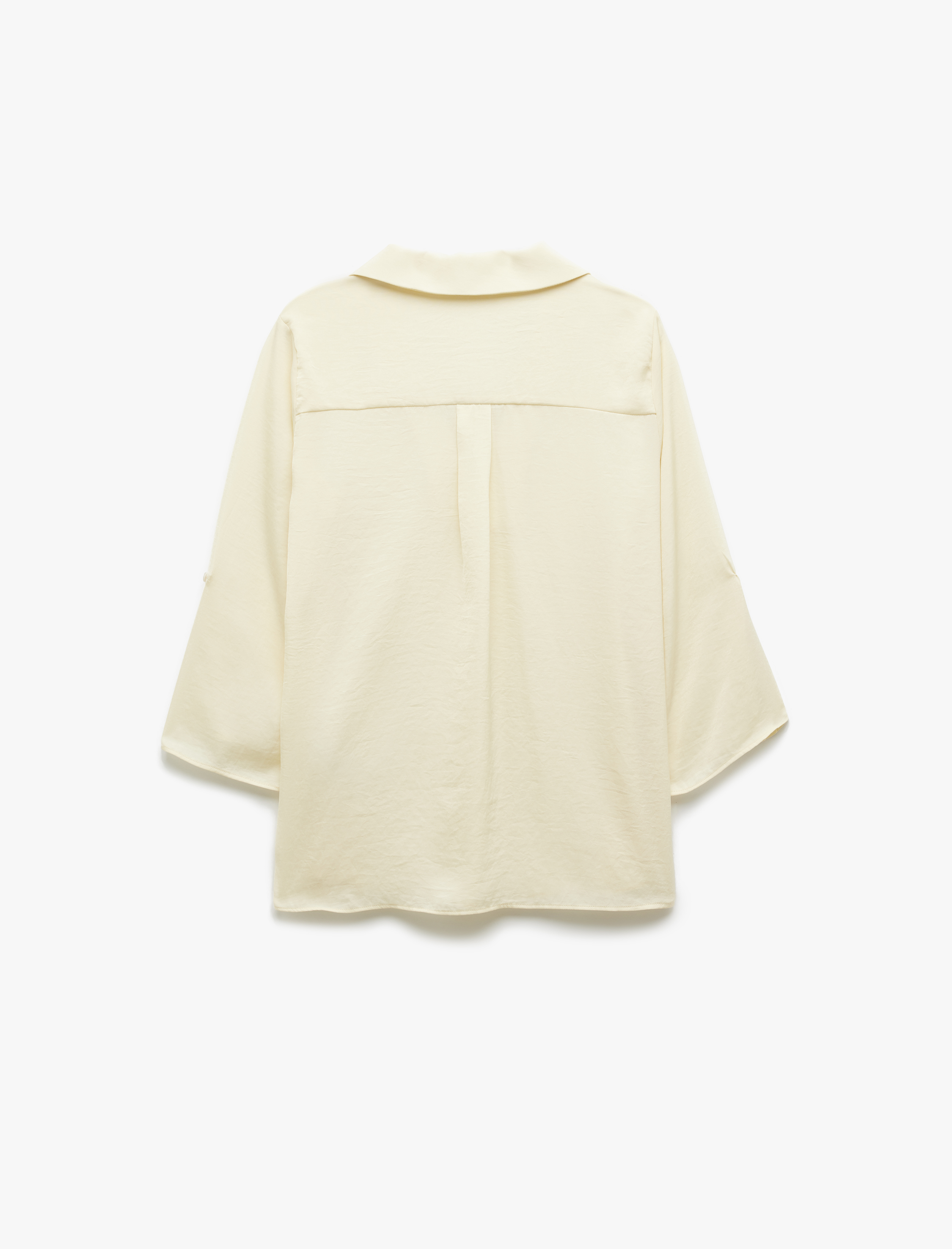   Aerobin Kumaş Kaçık Yaka 3/4 Kollu Saten Bluz