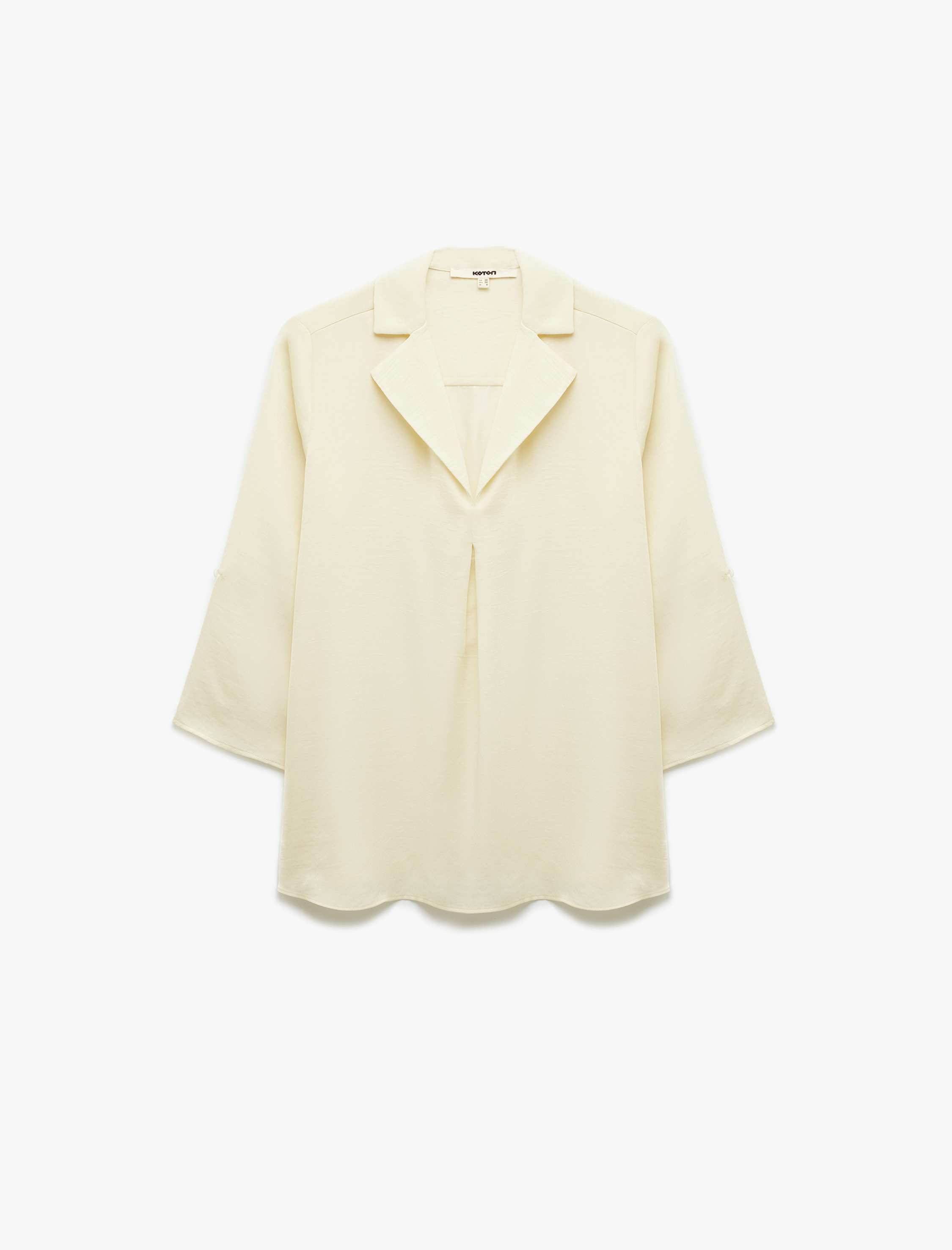   Aerobin Kumaş Kaçık Yaka 3/4 Kollu Saten Bluz