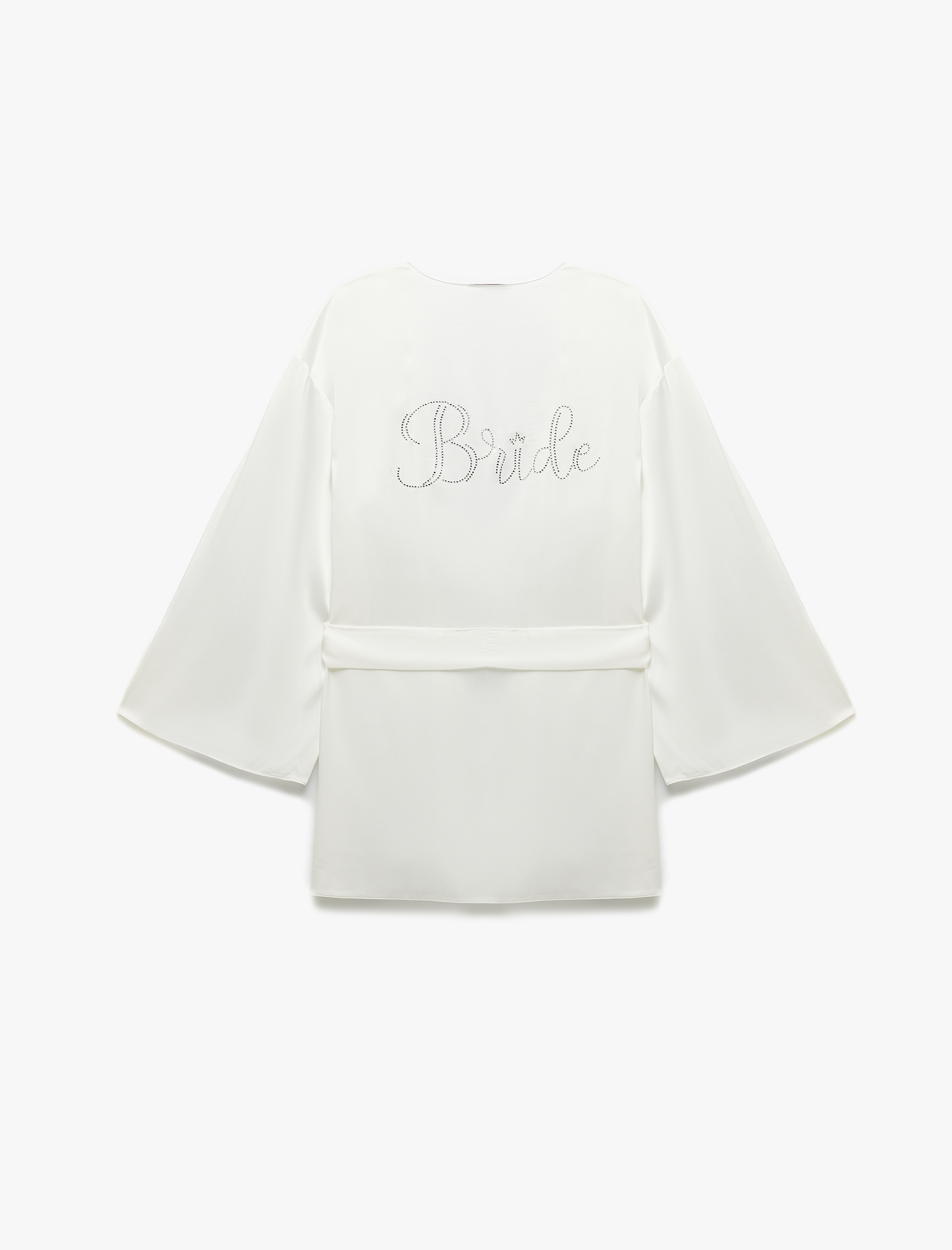   Kuşak Detaylı Kruvaze 3/4 Yarasa Kollu Bridal Saten Sabahlık