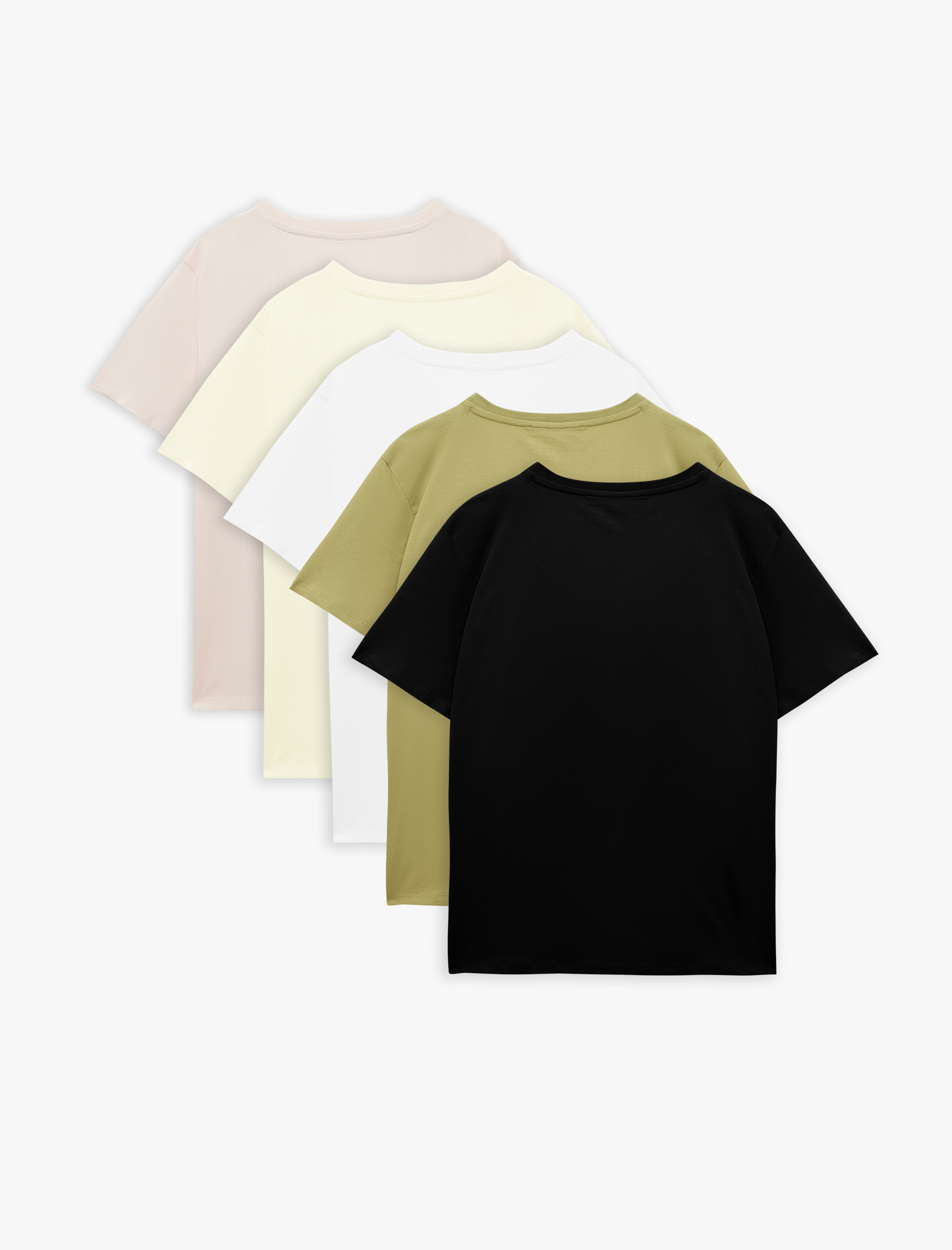   Pamuklu 5'li Kısa Kollu V Yaka Tişört Seti