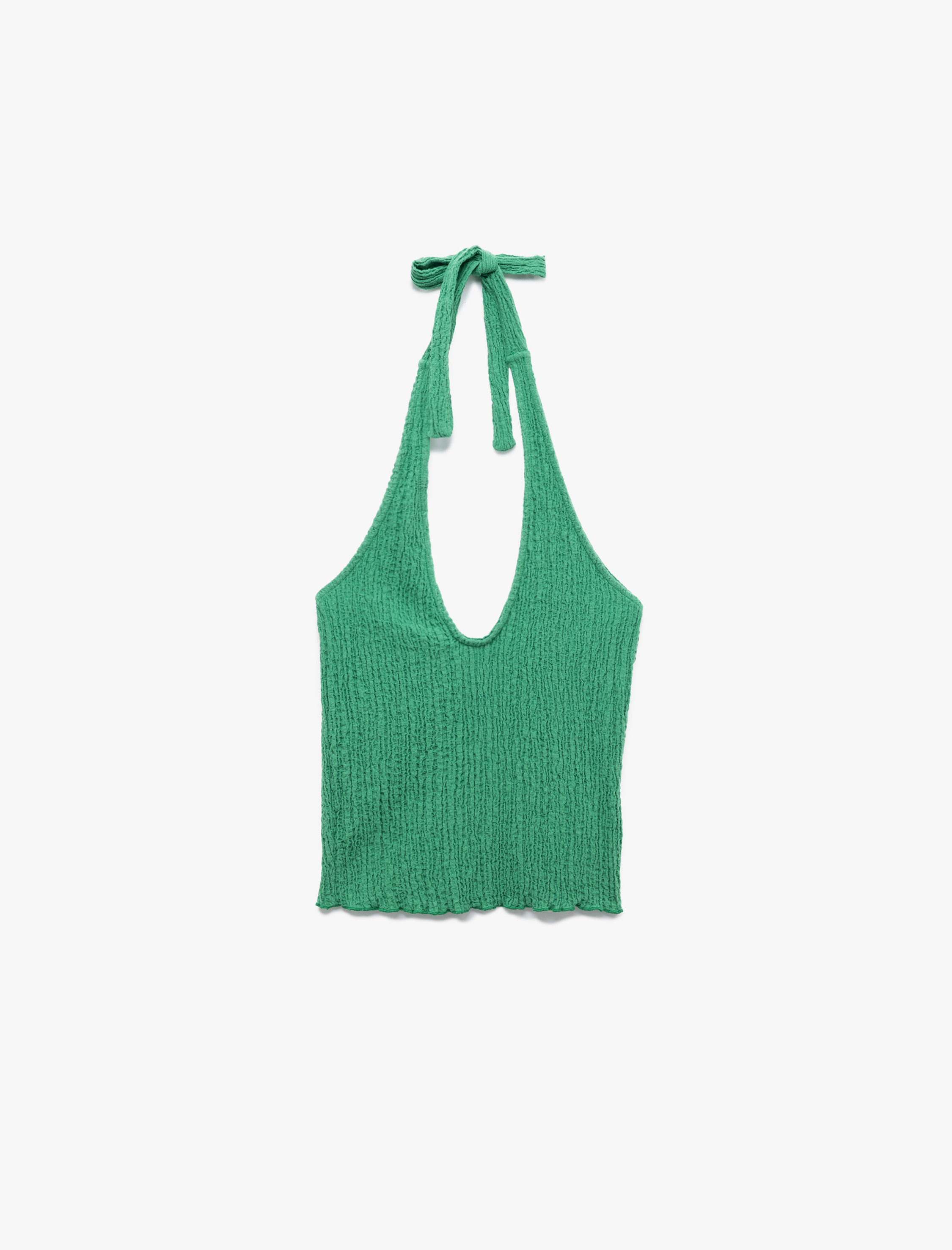   Bürümcük Kumaş Slim Fit Sırt Dekolteli Halter Yaka Üst