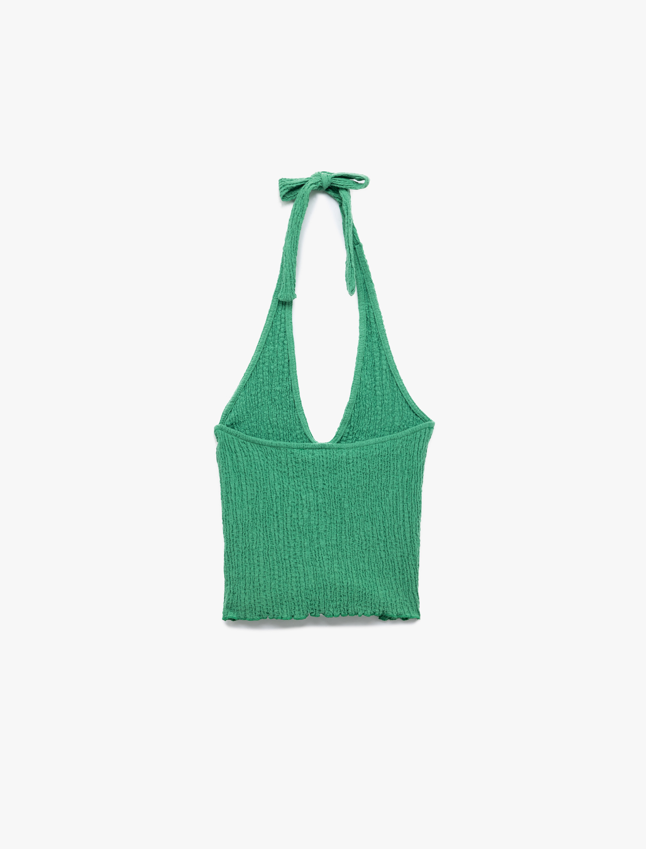   Bürümcük Kumaş Slim Fit Sırt Dekolteli Halter Yaka Üst