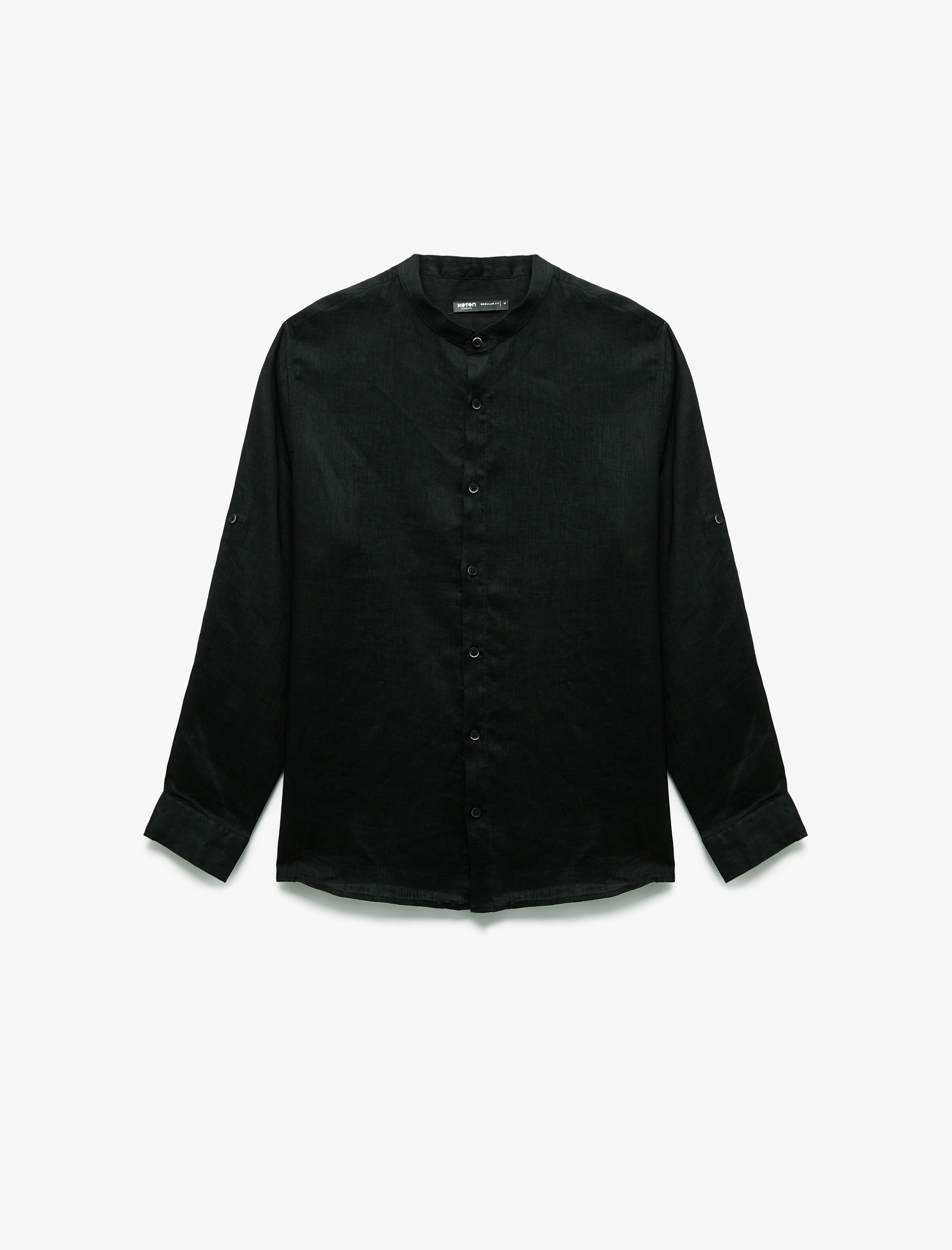   Uzun Kollu Regular Fit Hakim Yaka Keten Gömlek