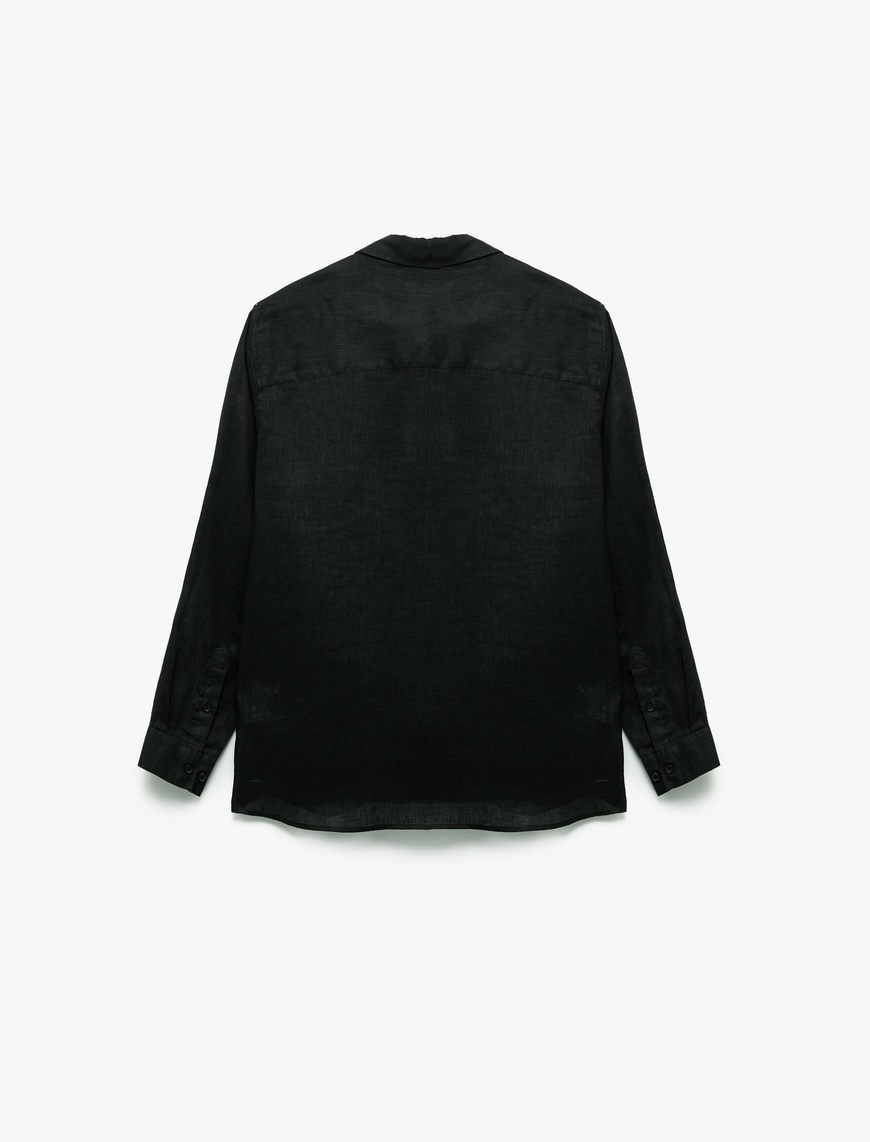   Klasik Yaka Regular Fit Uzun Kollu Keten Gömlek