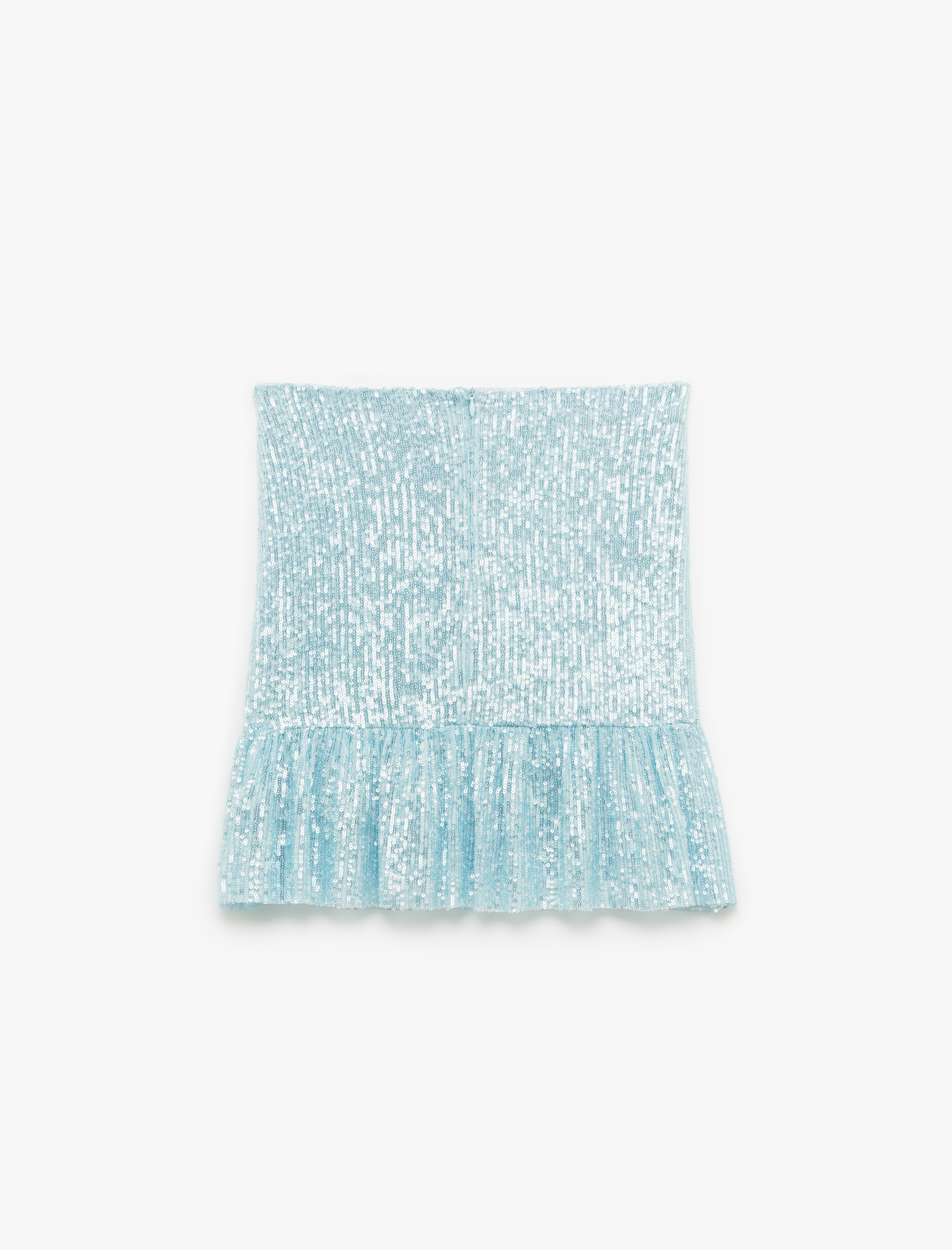   Pullu Payetli Volanlı Kloş Mini Abiye Etek