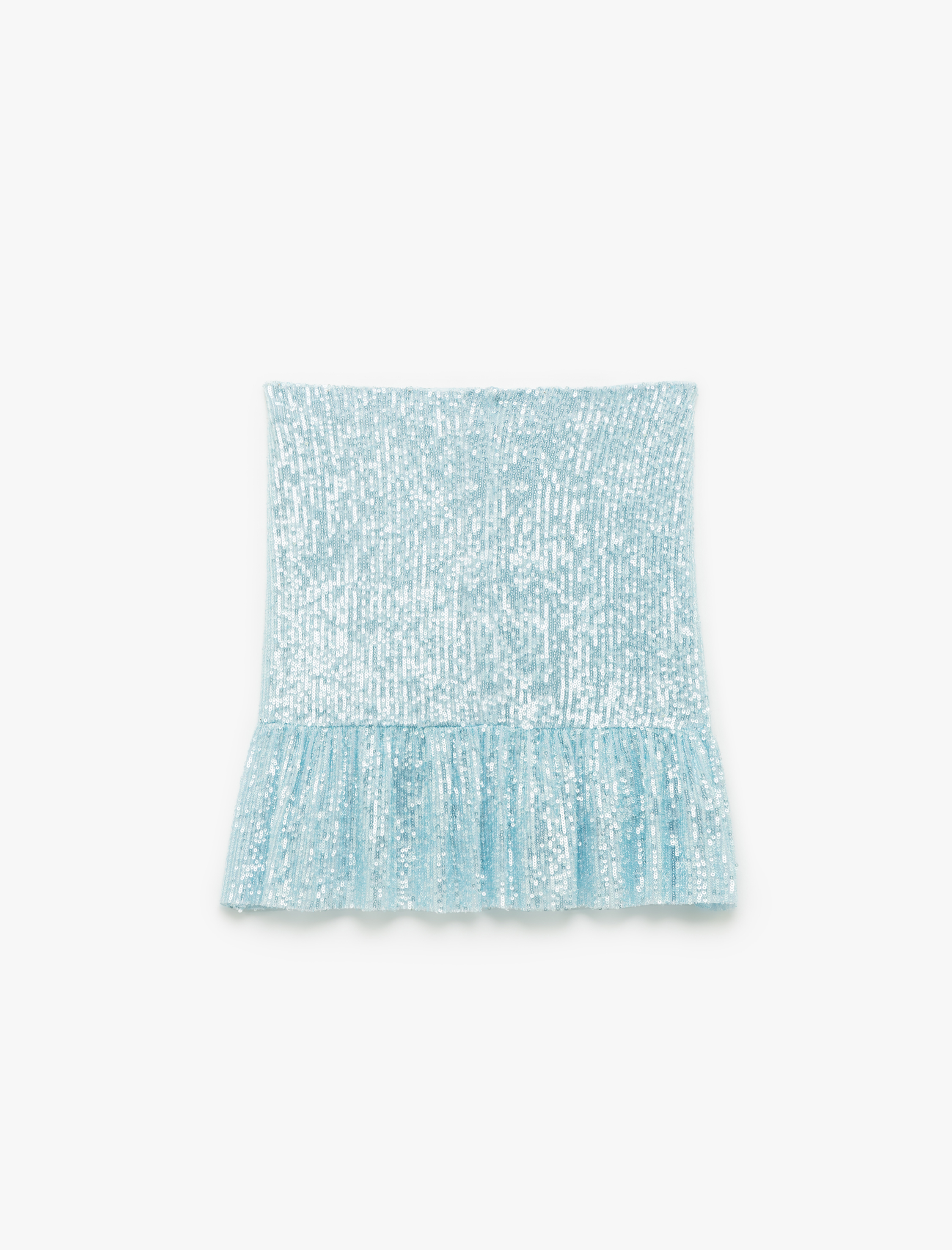   Pullu Payetli Volanlı Kloş Mini Abiye Etek