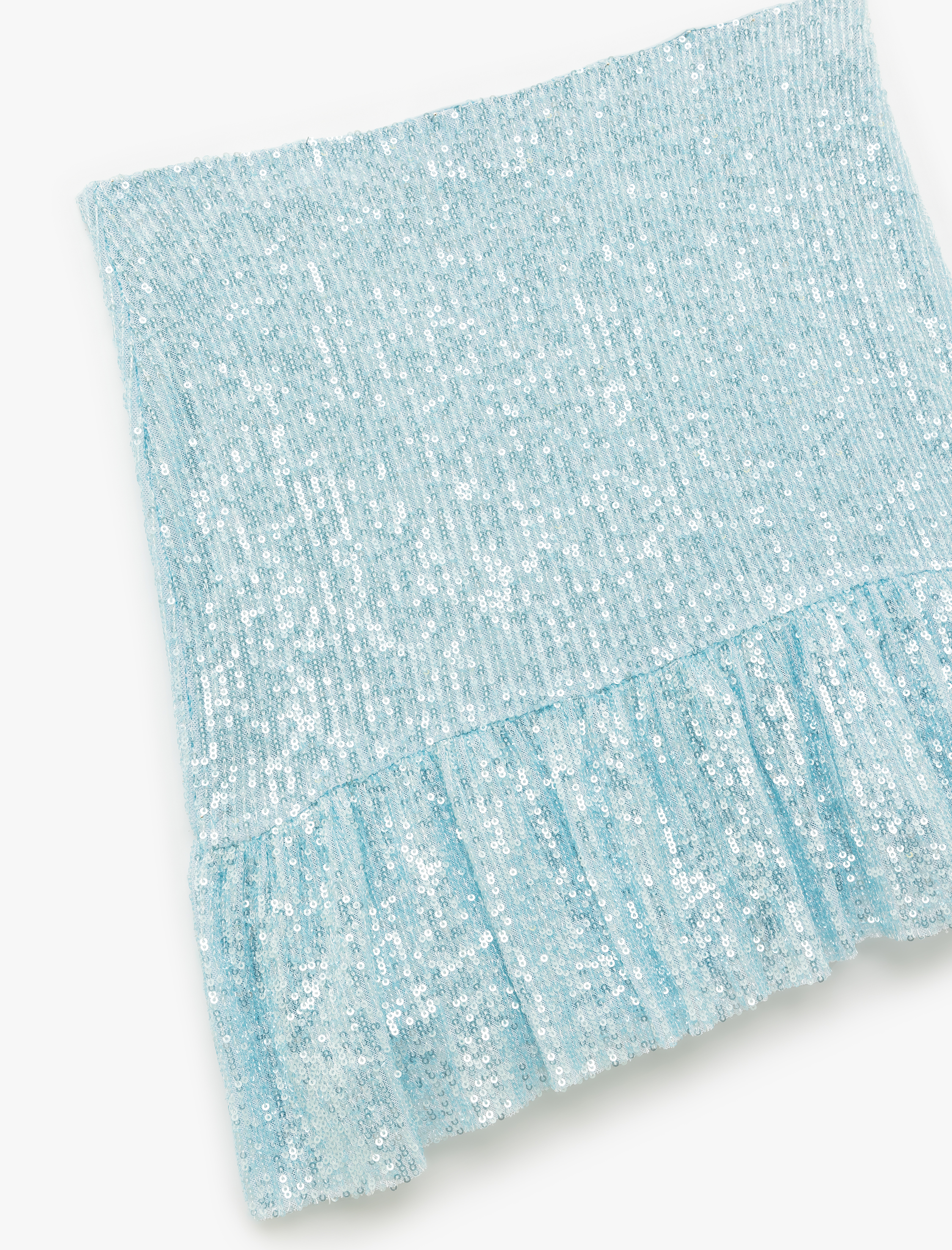   Pullu Payetli Volanlı Kloş Mini Abiye Etek