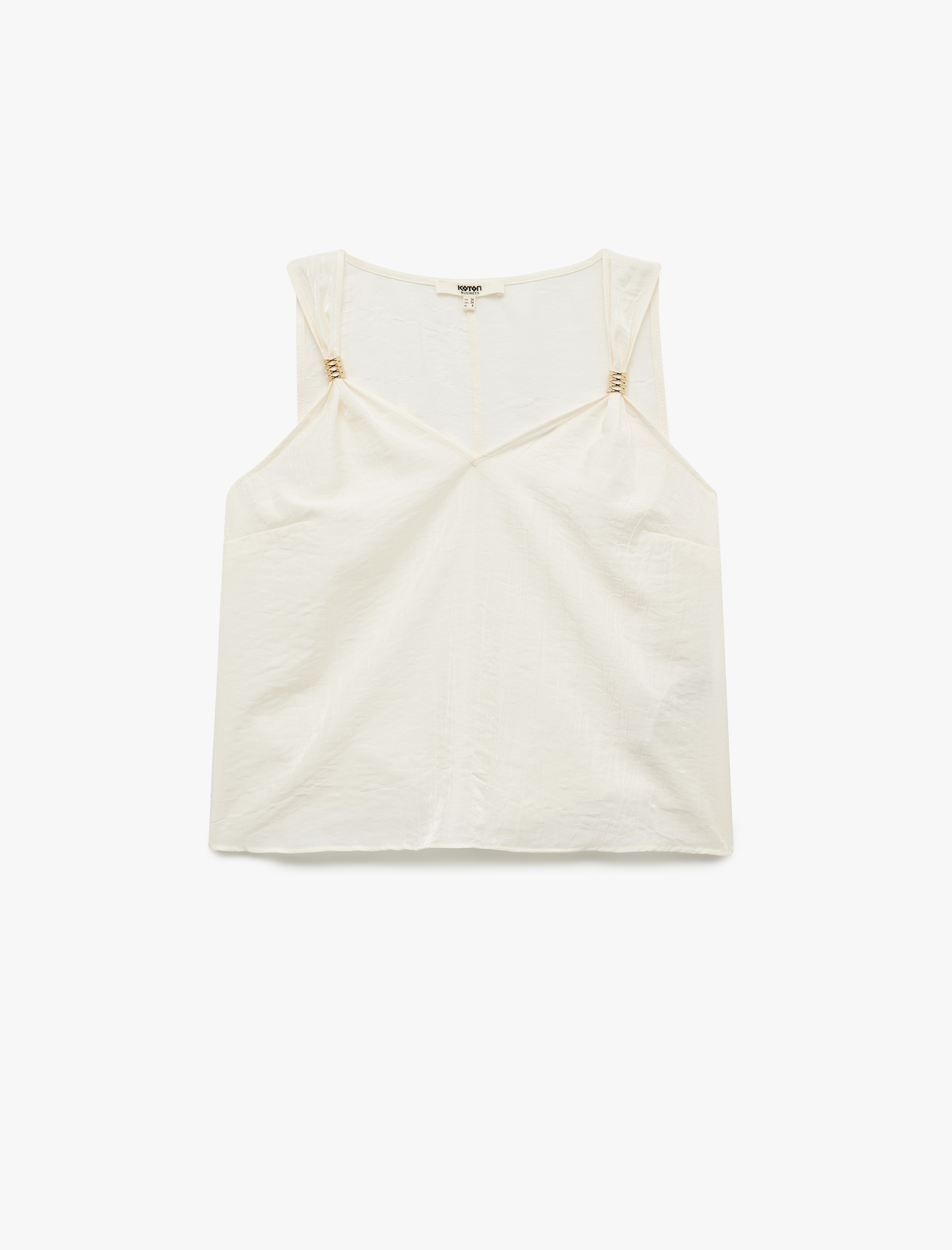   Viskon Kumaş Aksesuar Detaylı Kolsuz Bluz