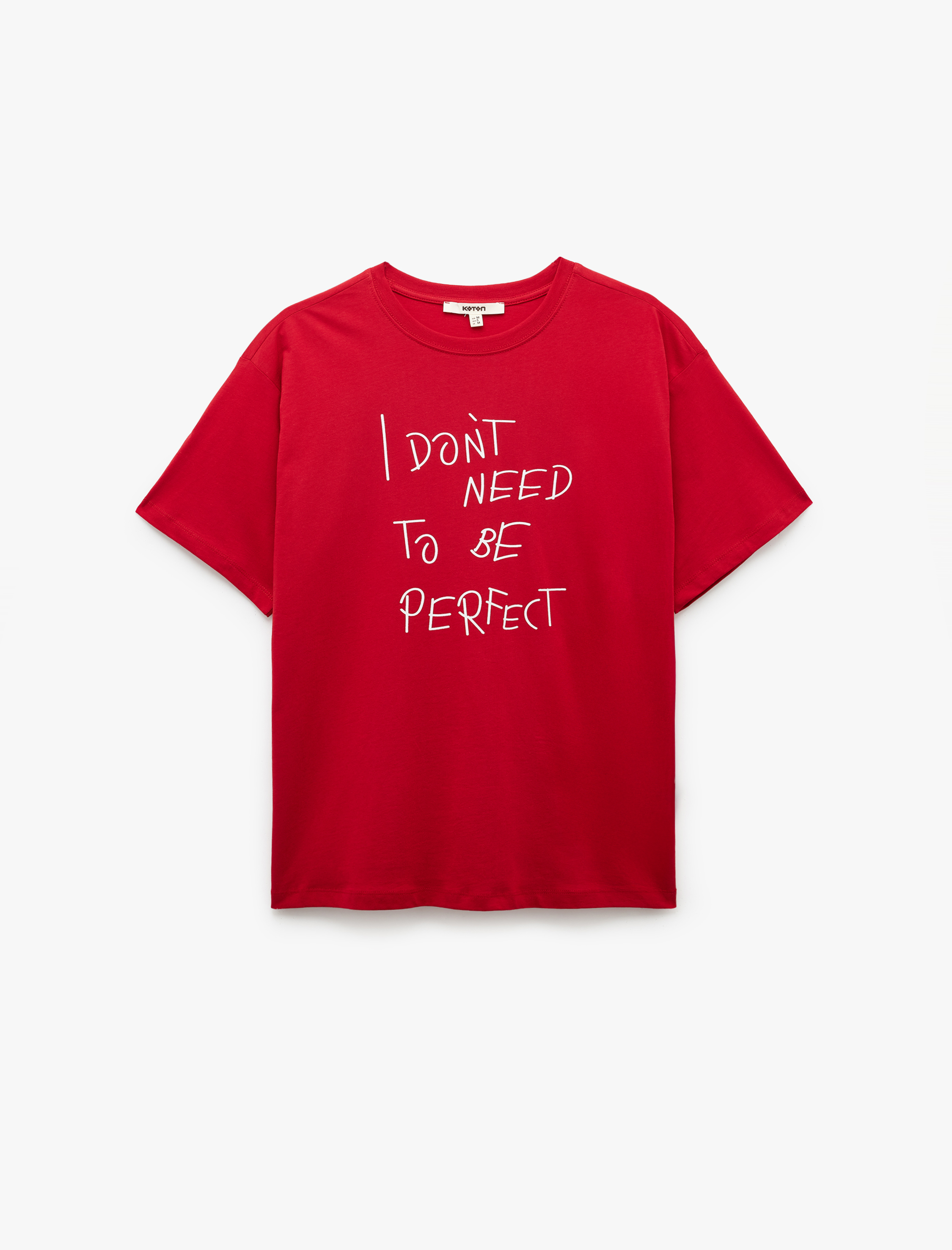   Pamuklu Rahat Kalıp Kısa Kollu Bisiklet Yaka Baskılı Tişört