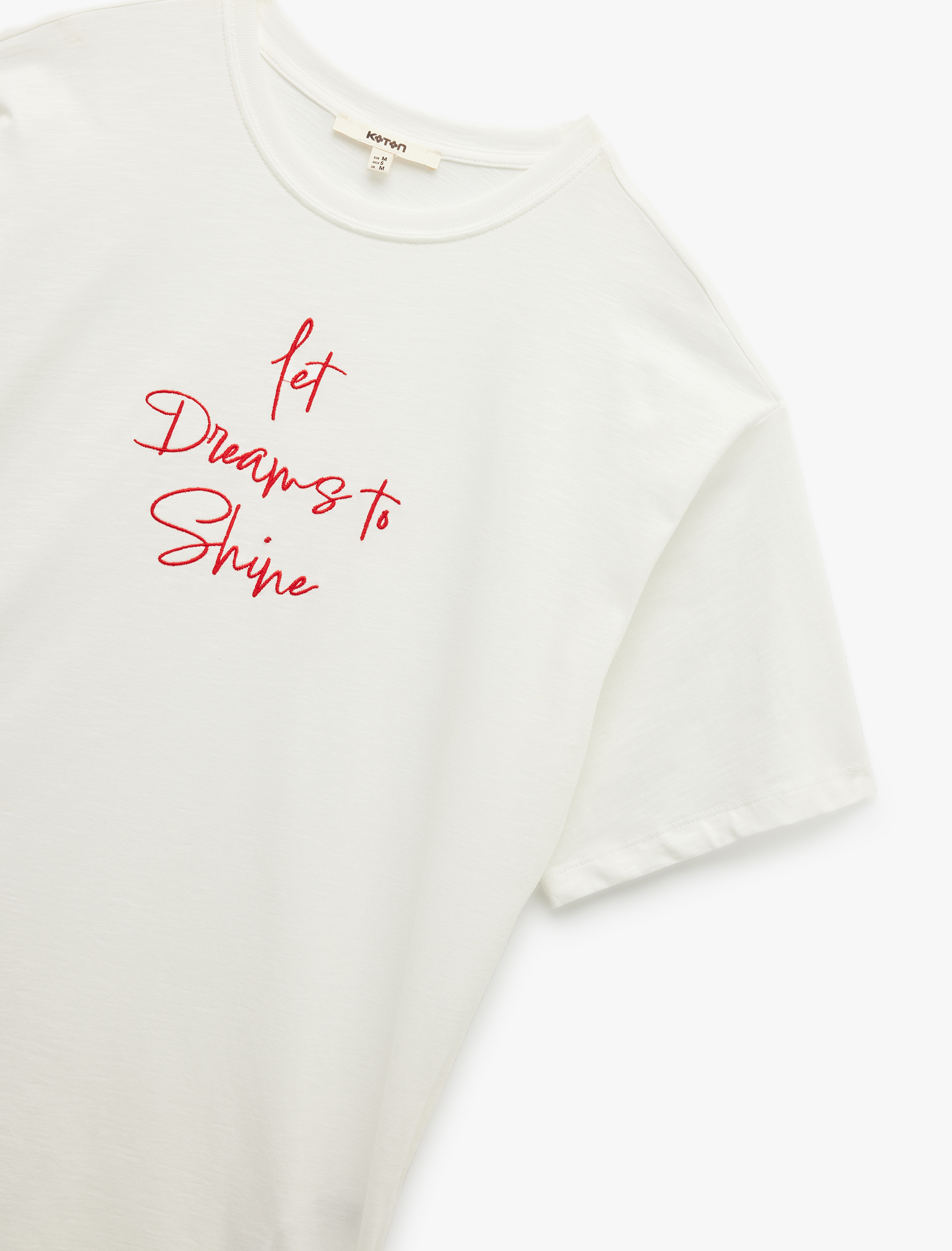   Pamuklu Kısa Kollu Bisiklet Yaka Baskılı Tişört