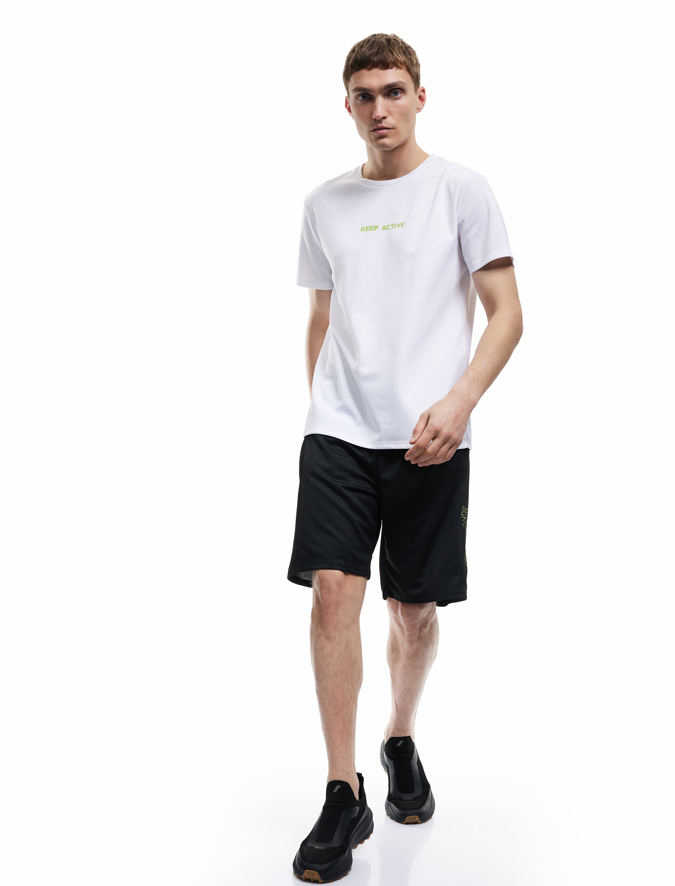   Yüksek Bel Baskılı Cep Detaylı Beli Bağcıklı Spor Şort