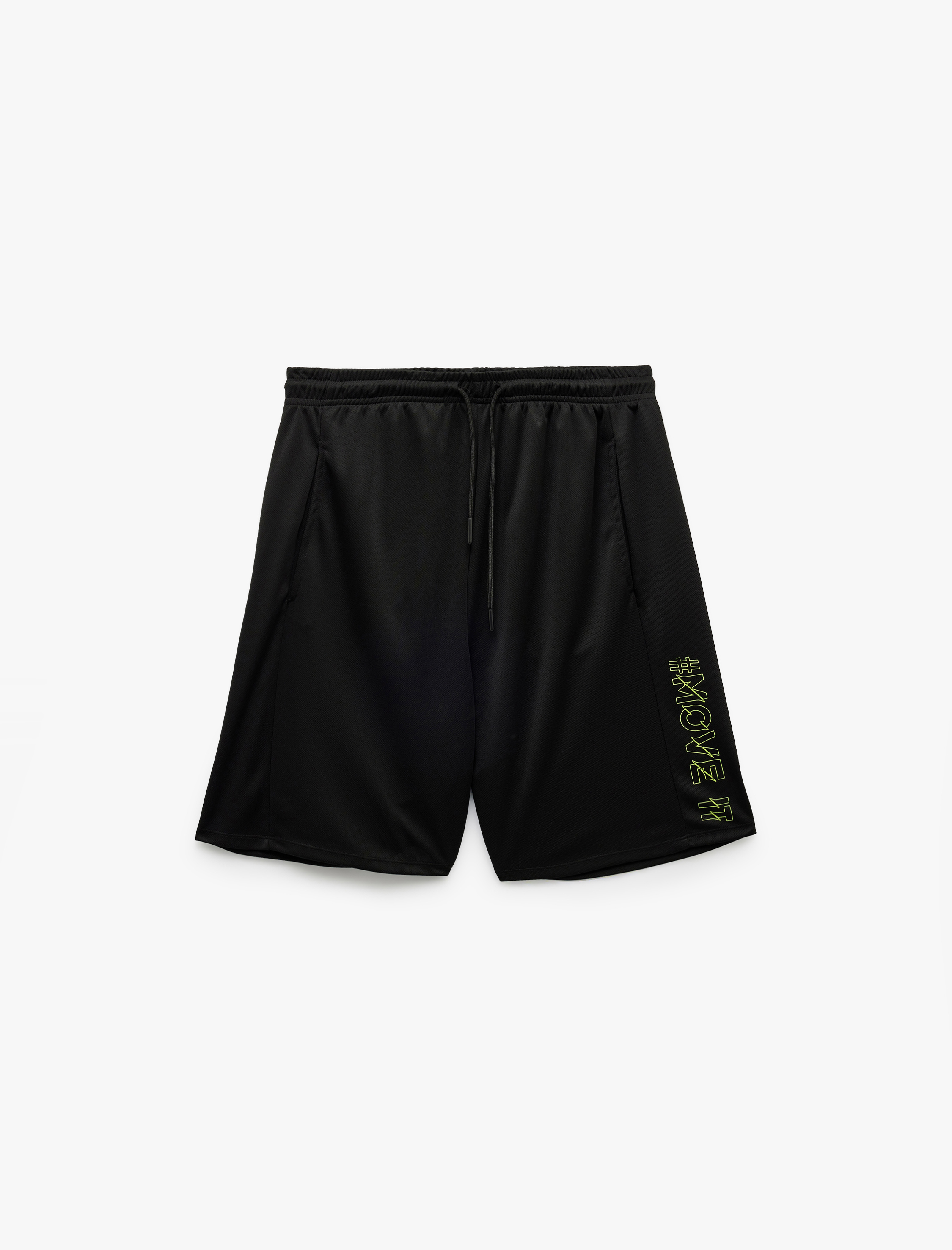   Yüksek Bel Baskılı Cep Detaylı Beli Bağcıklı Spor Şort